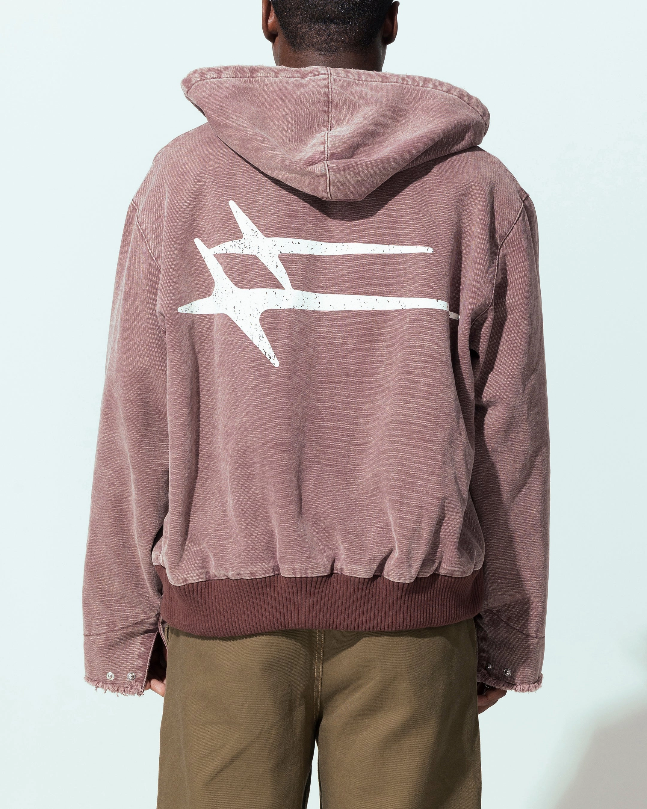 Loiter Workwear Zip Jacket Vintage Burgundy DropShoulder