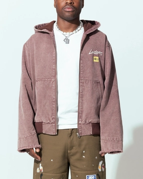 Loiter Workwear Zip Jacket Vintage Burgundy Dispute campfire