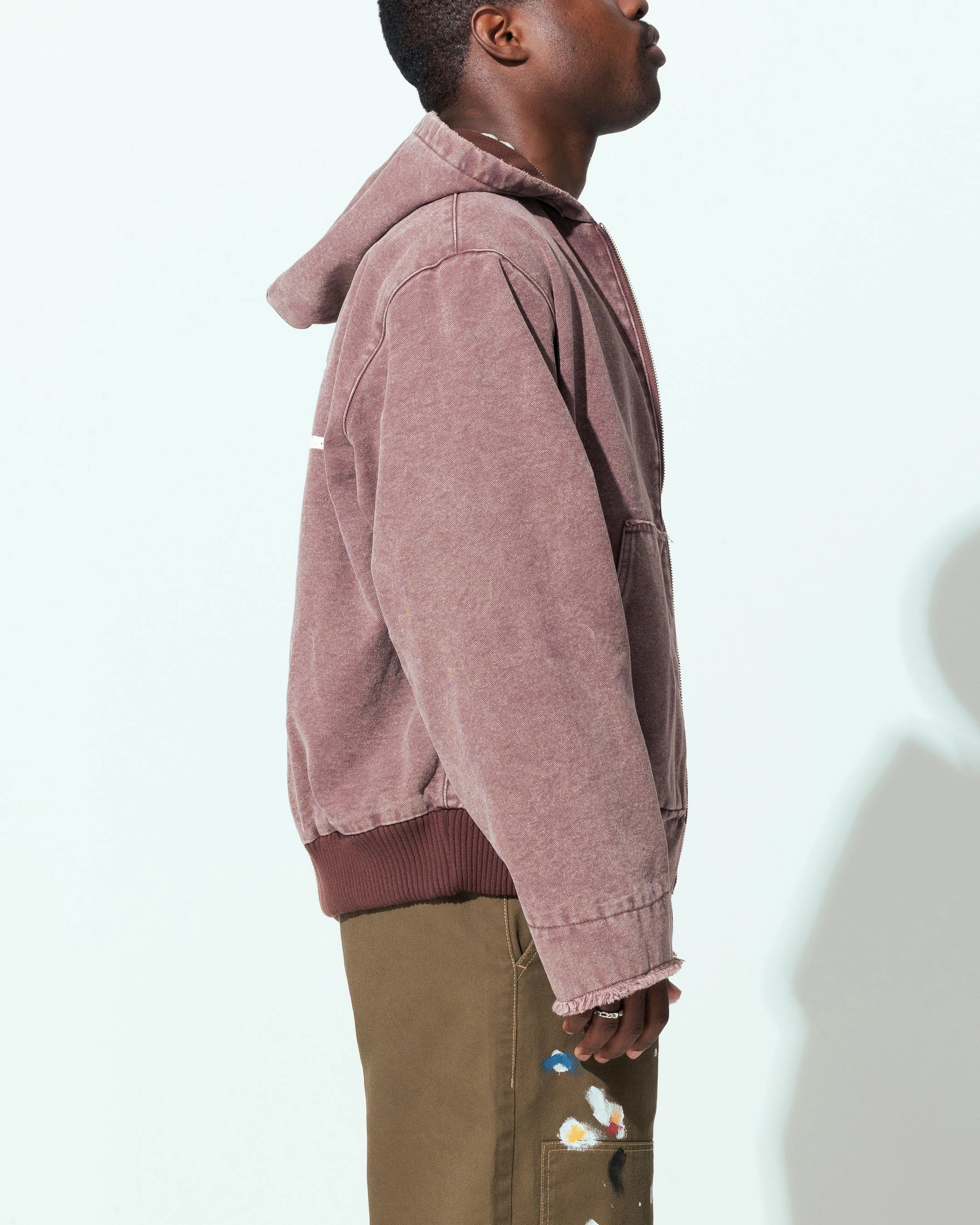 Loiter Workwear Zip Jacket Vintage Burgundy FullLengthZip