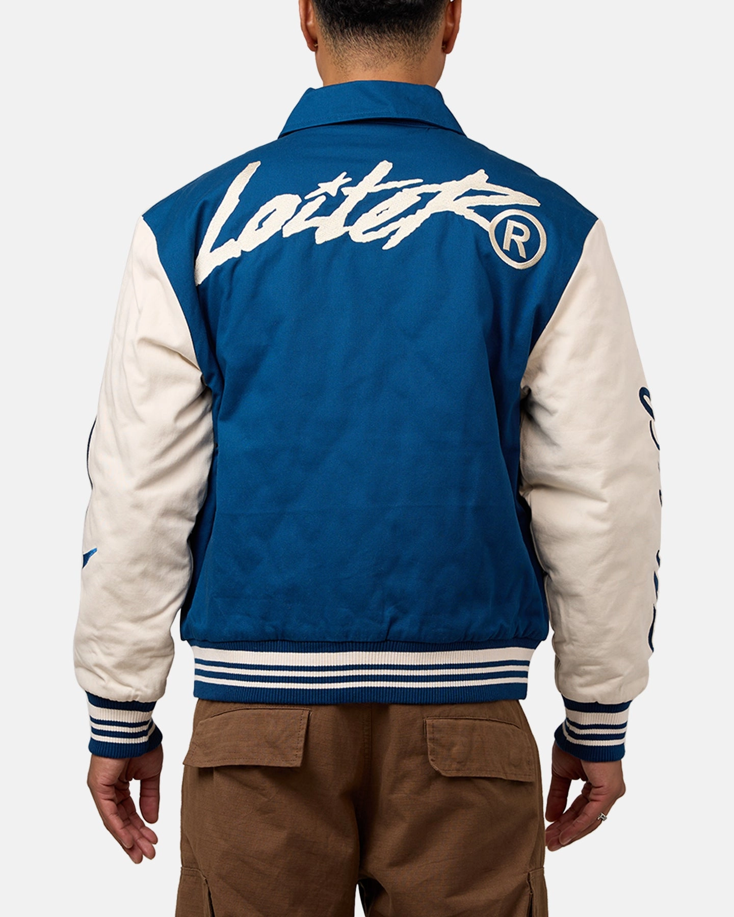 Loiter World Series Varsity Jacket Dark Blue Heavy Duty Zipper