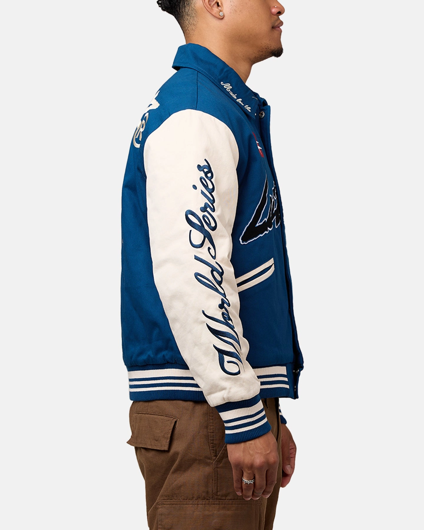 Loiter World Series Varsity Jacket Dark Blue slim