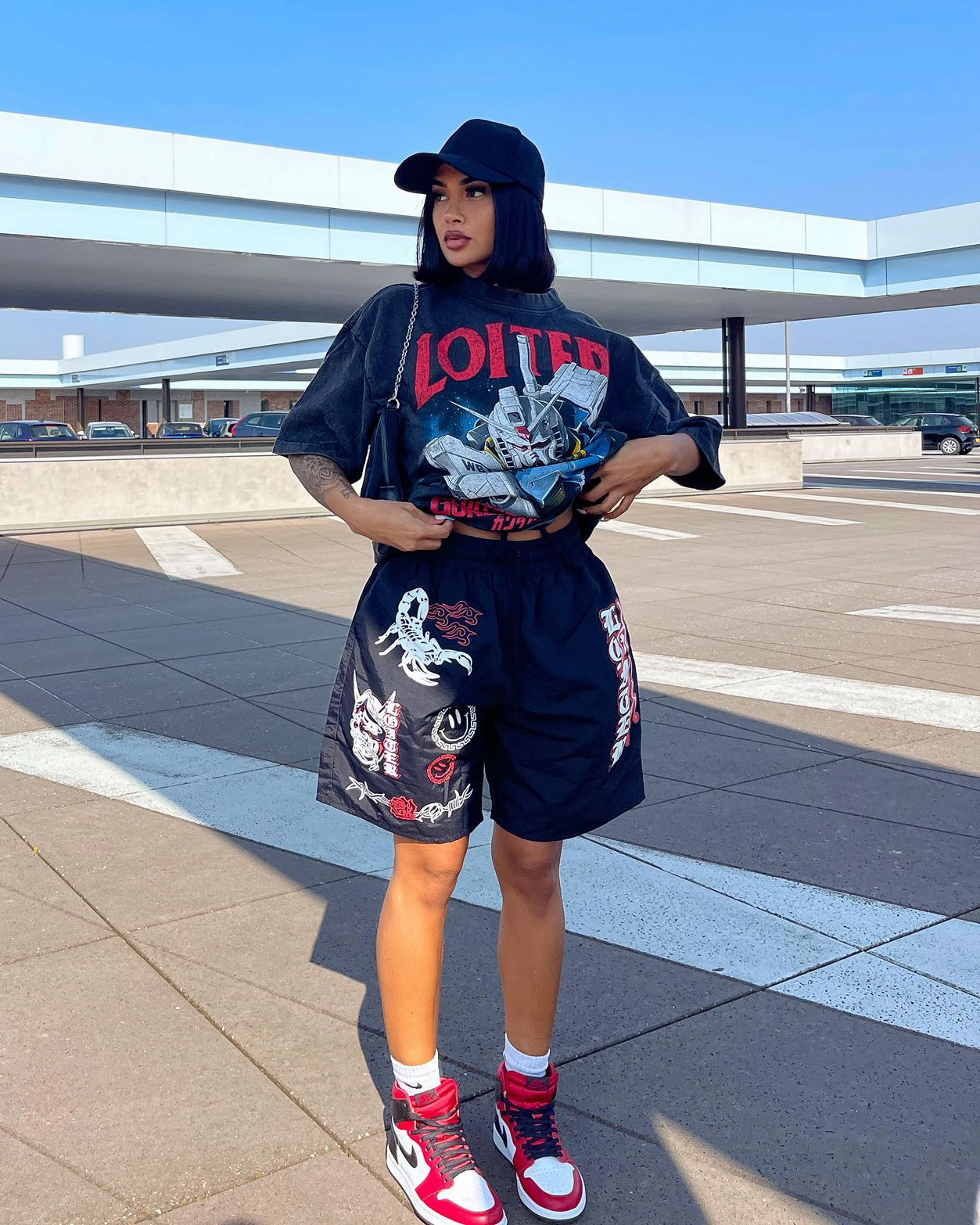 StretchReinforcedArmholes Microfiber texture Loiter X Gundam Gundam Vintage T-Shirt Vintage Black