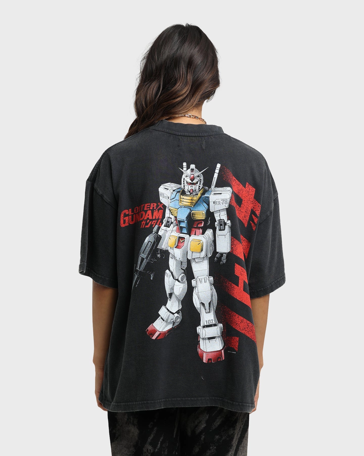 Loiter X Gundam Gundam Vintage T-Shirt Vintage Black High Durability Weave