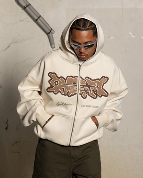 Loiter X The Anti Order Zip Hoodie Stone Functional Outerwear Barrier Seam Construction