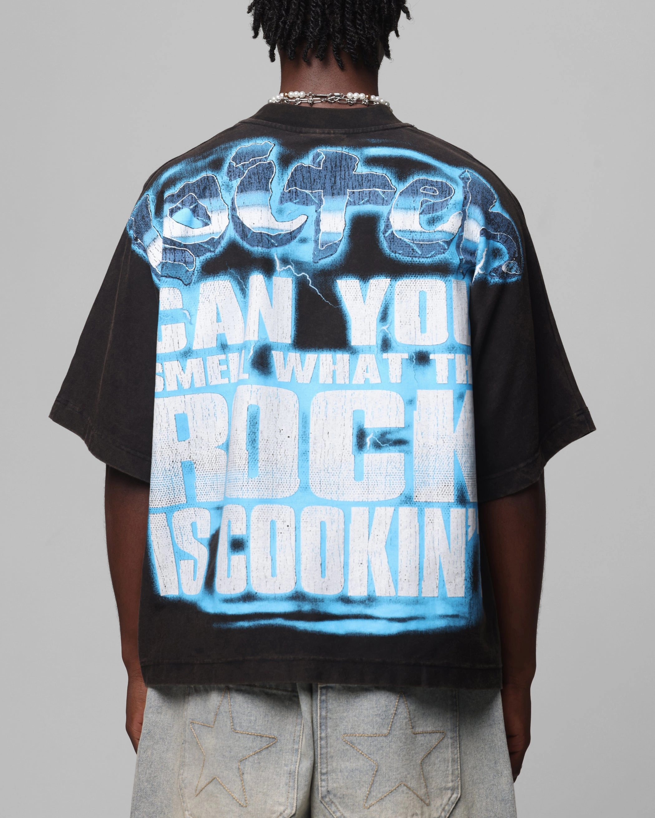 Loiter X WWE The Rock Vintage T-Shirt Vintage Black Printed uniqueness