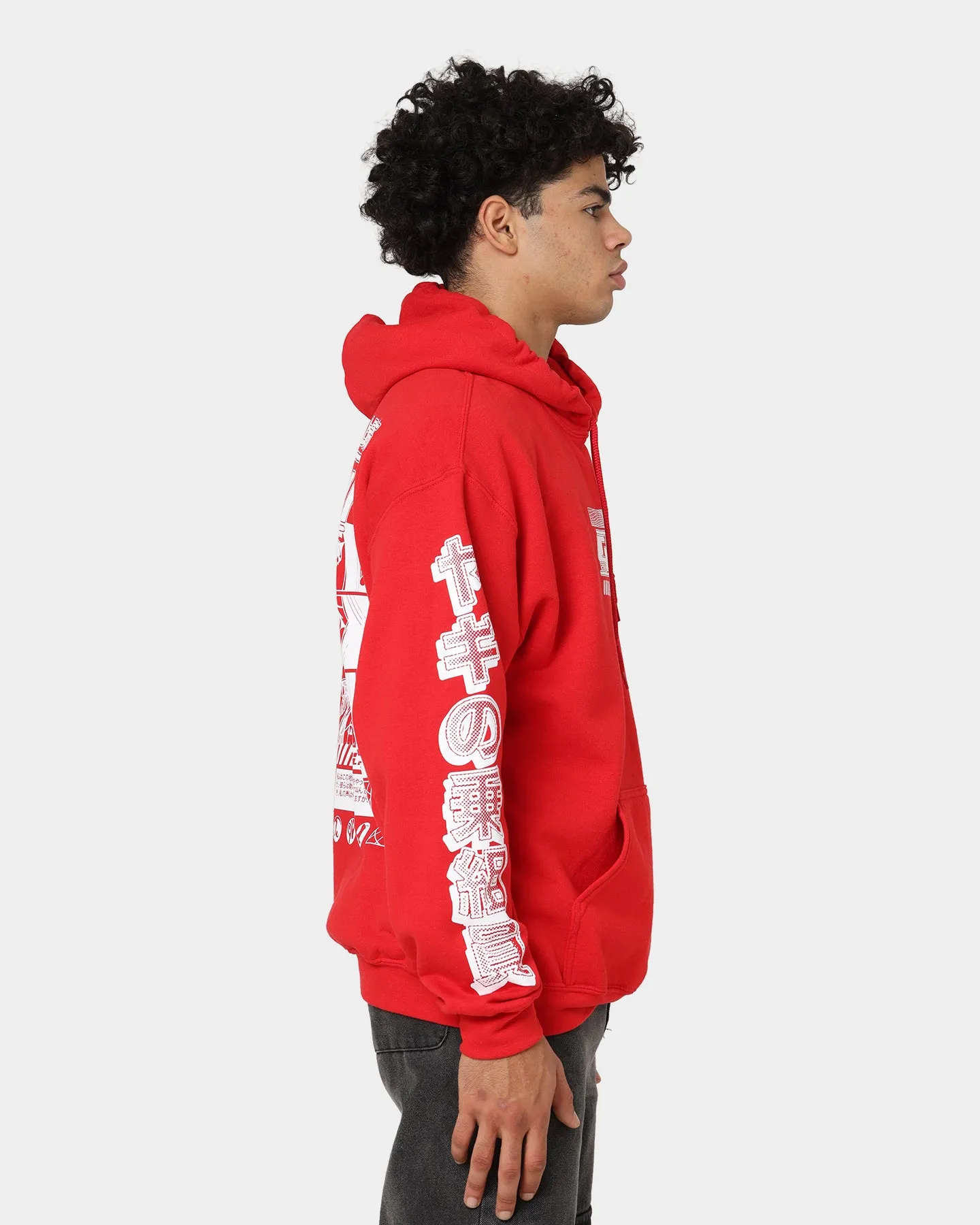 Collarless Goat Crew Anime Hoodie Red