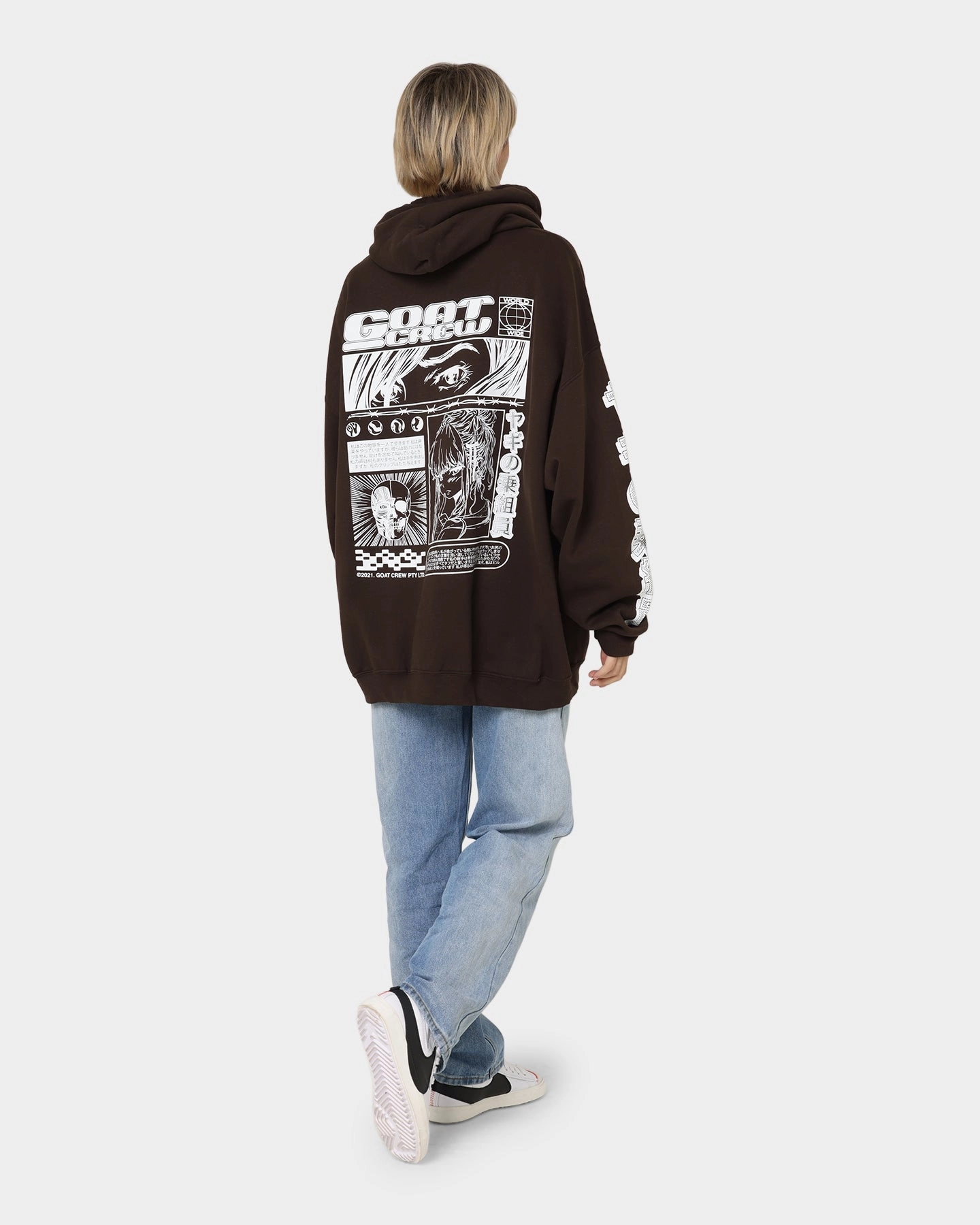 suitable for educational purposes Cross Ventilation Channels Goat Crew Harajuku Hoodie Brown