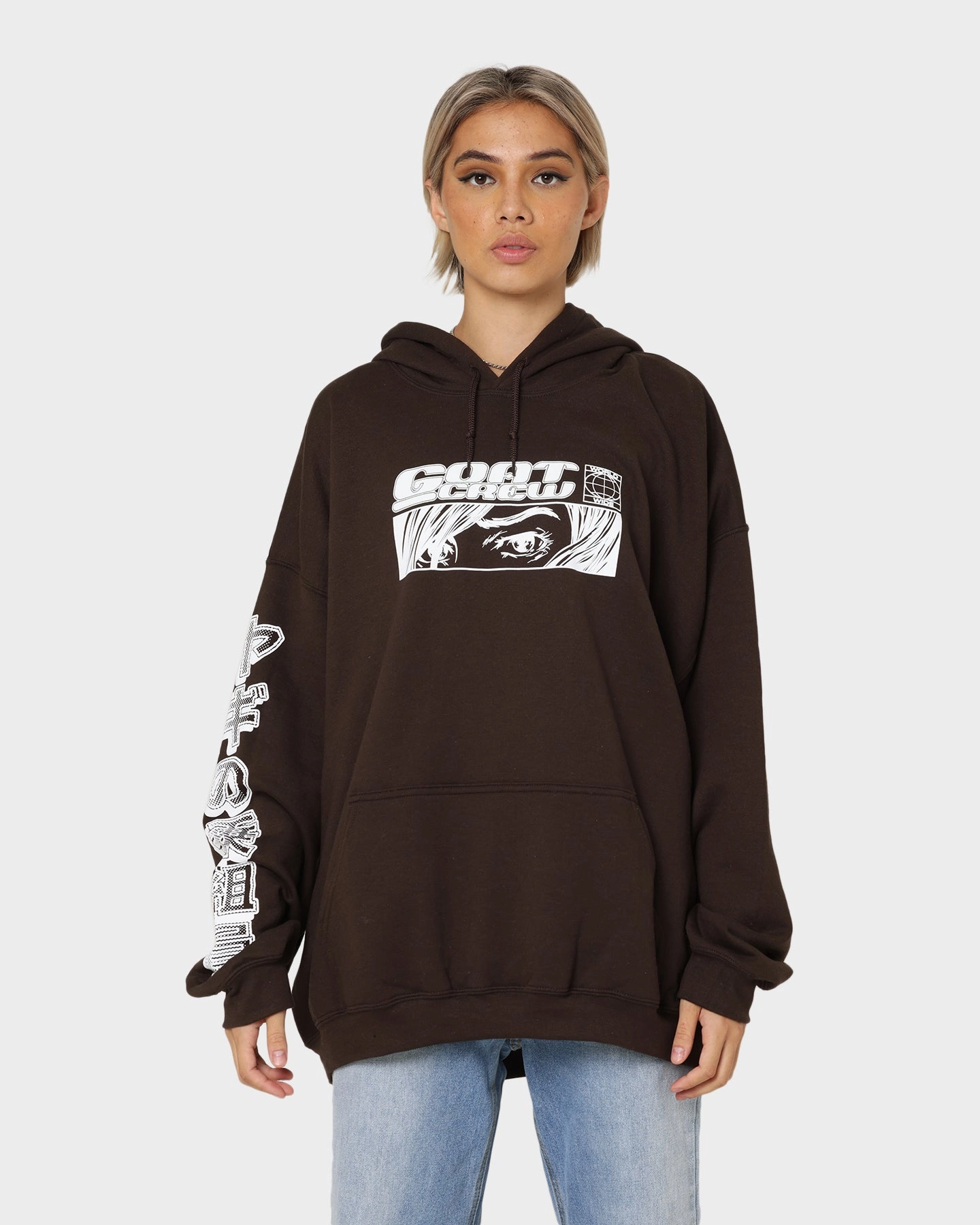 Goat Crew Harajuku Hoodie Brown Casual Edge