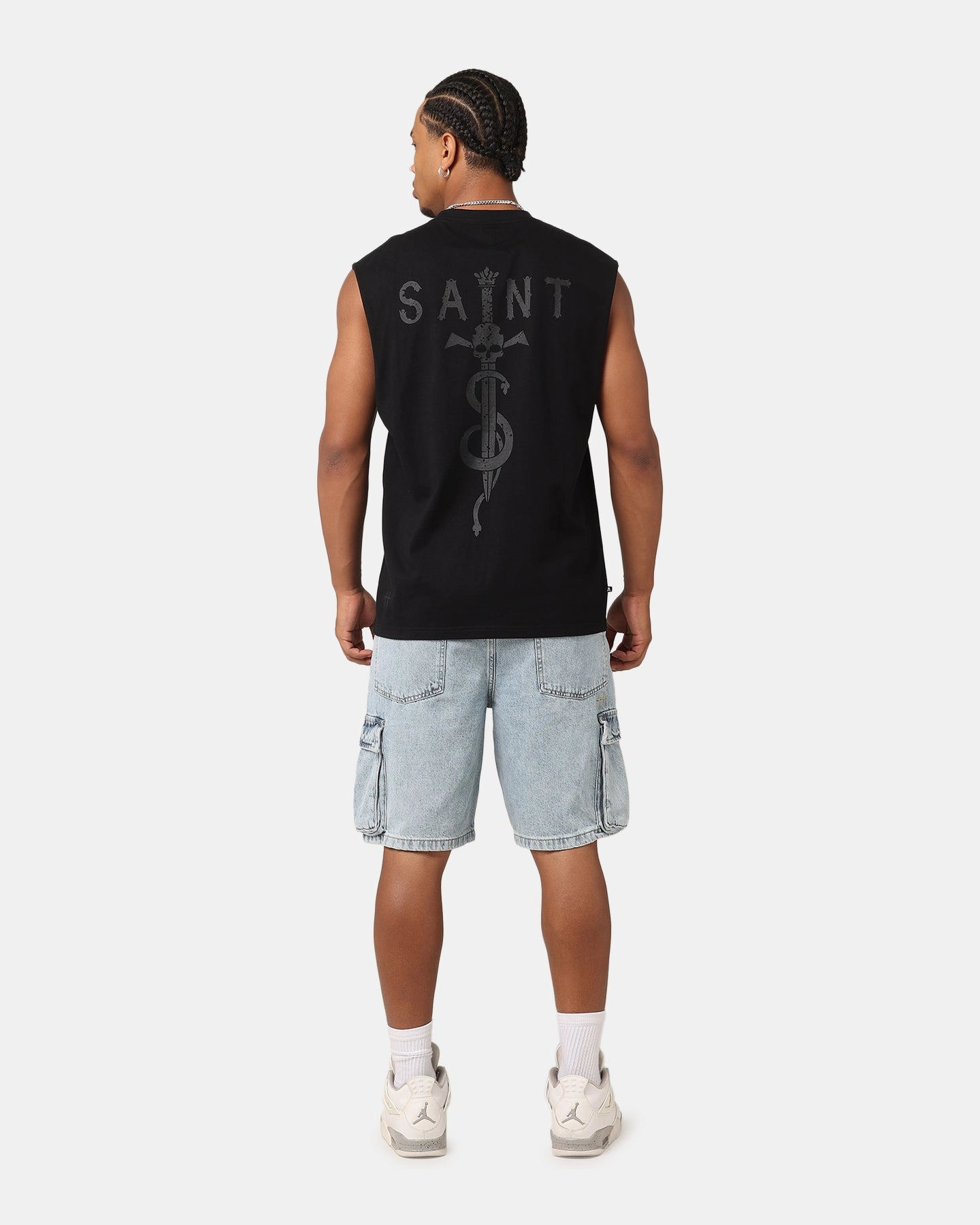Casual Comfort Layer RibbedNeckBanding Saint Morta Daggers Oversized Muscle T-Shirt Black/Black
