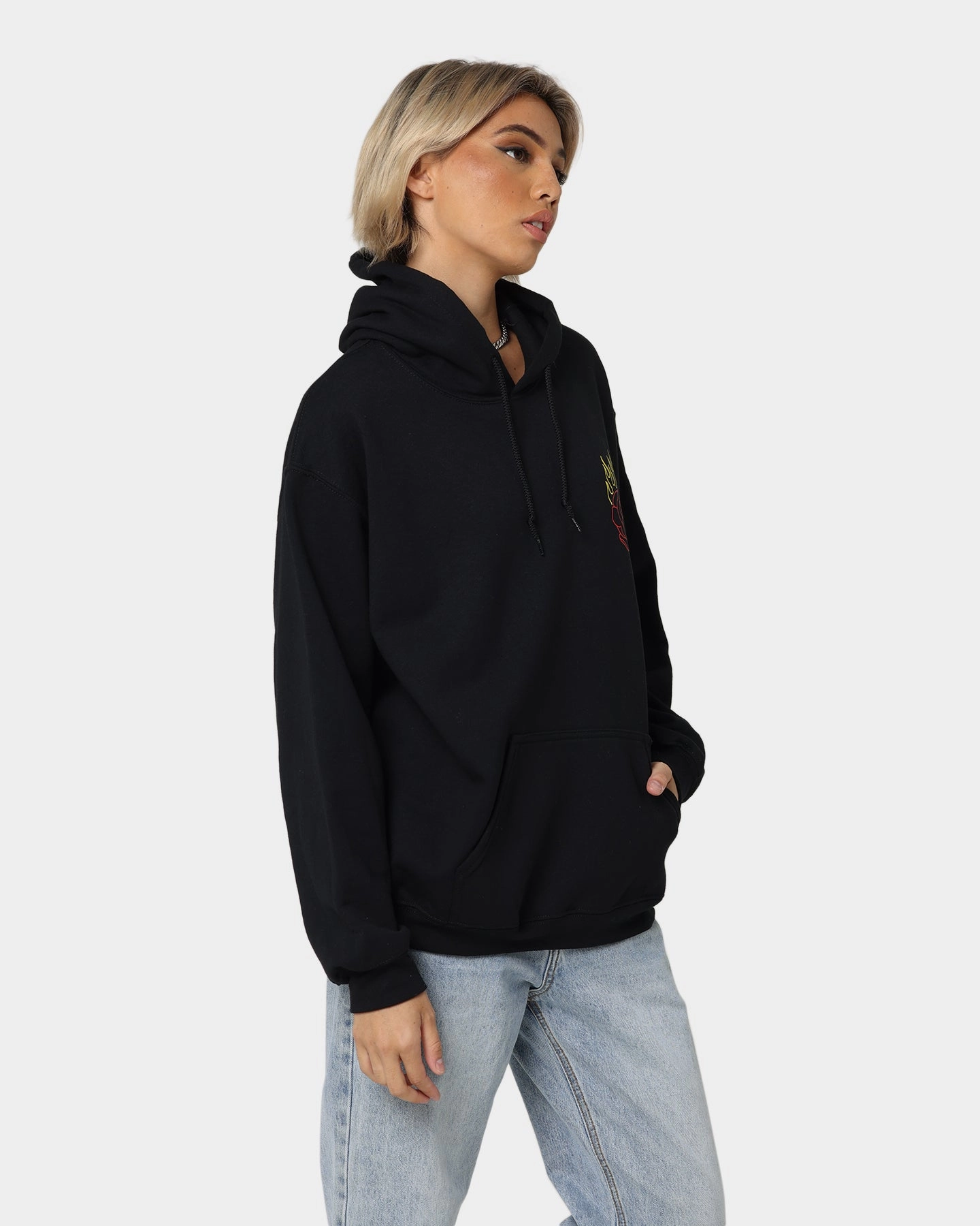 Goat Crew Fire Rose Hoodie Black Acknowledge Ergonomic Tailoring