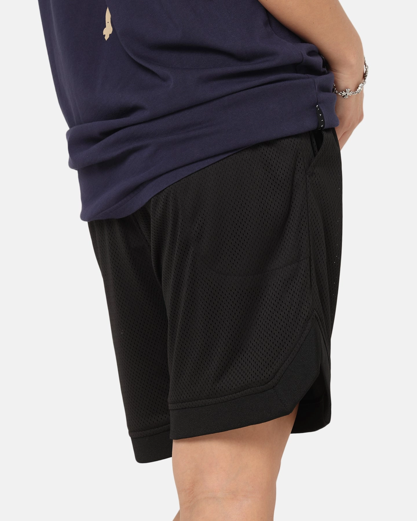 Simple Style checkered pattern Saint Morta Gothic Stack Basketball Shorts Black