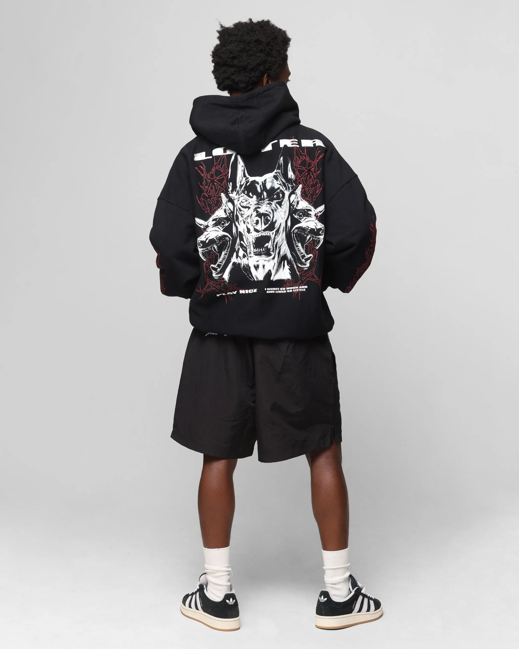 Dive Loiter Chrome Dogs Vintage Hoodie Black