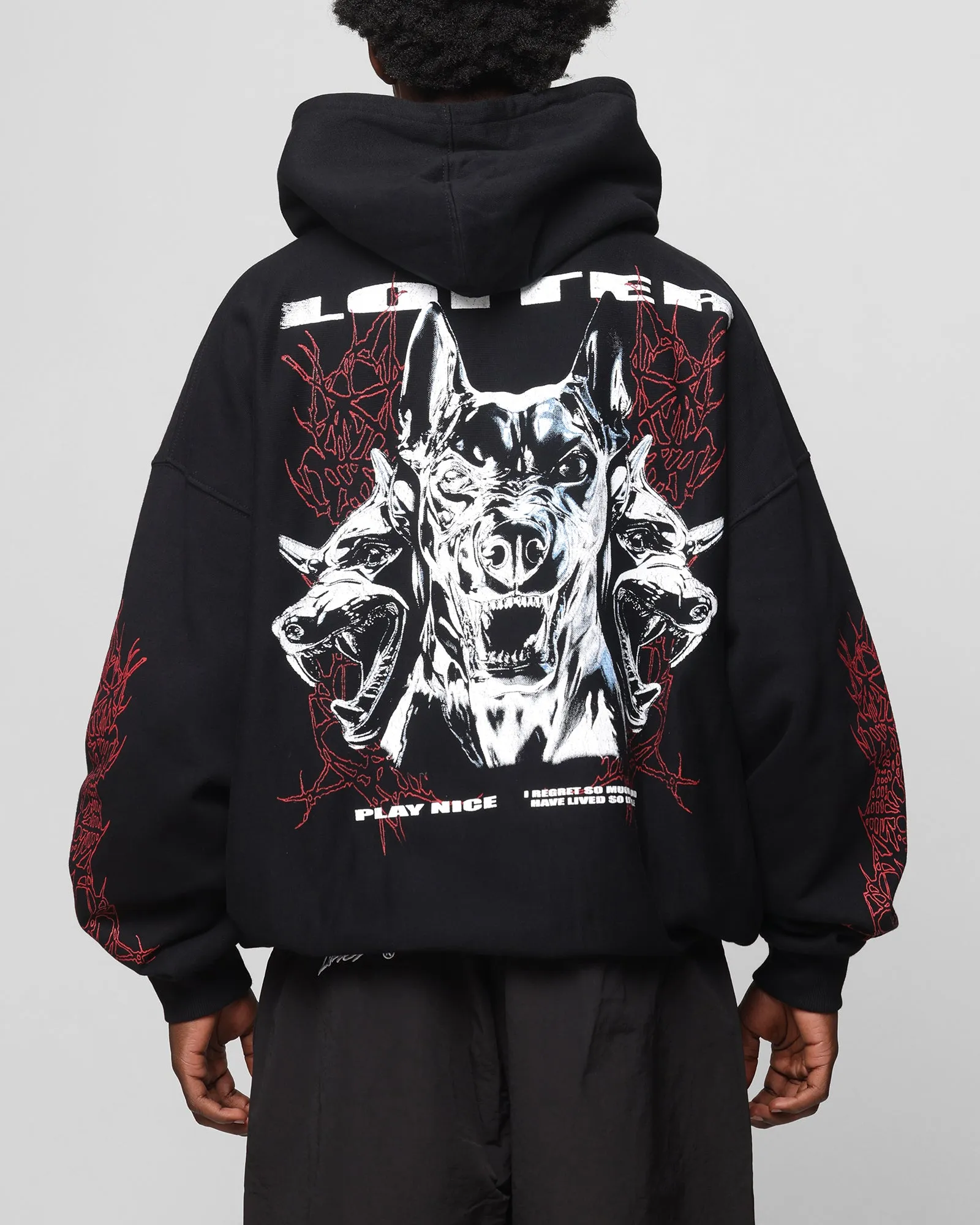 Loiter Chrome Dogs Vintage Hoodie Black Simple Layer