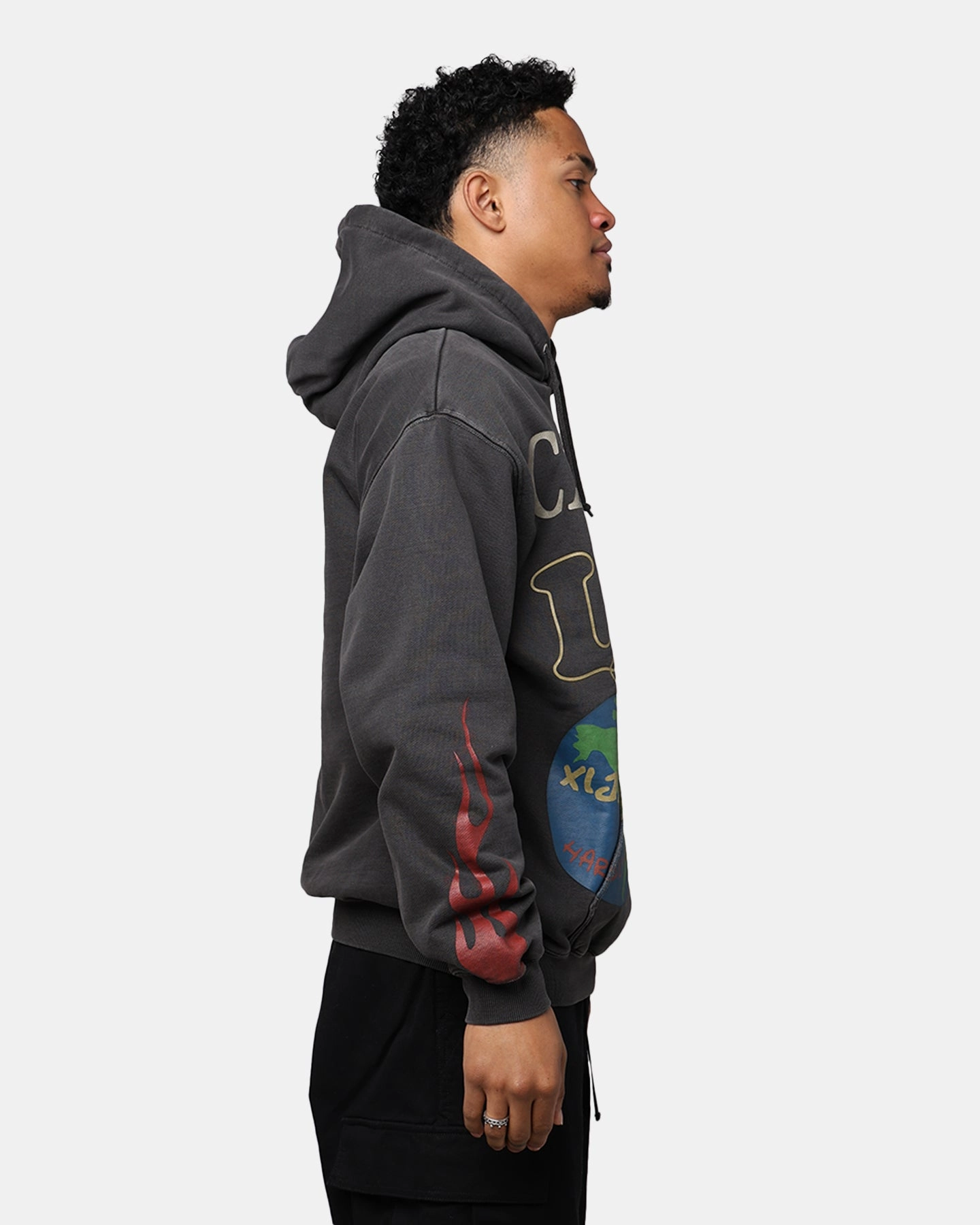 X-Large Pigment Dyed Peace Hoodie Black humid