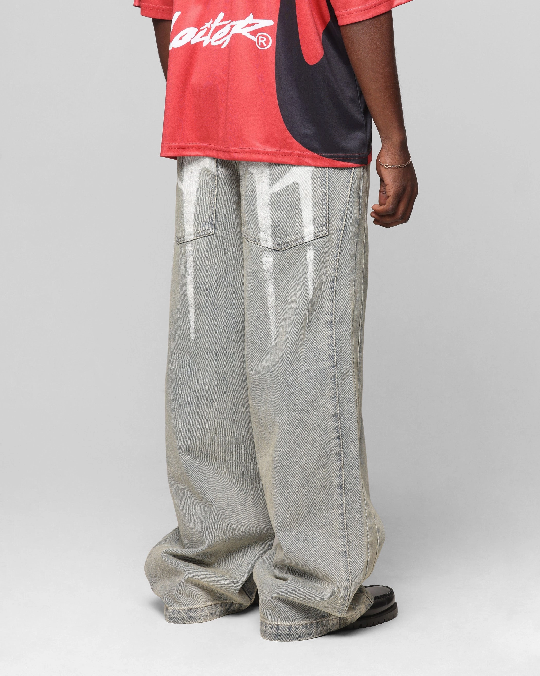 Timeless Wear Loiter Star Walker Wide Leg Jean Washed Blue