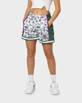 Ergonomic Panel Design Mitchell & Ness Women's Milwaukee Bucks Doodle Shorts White