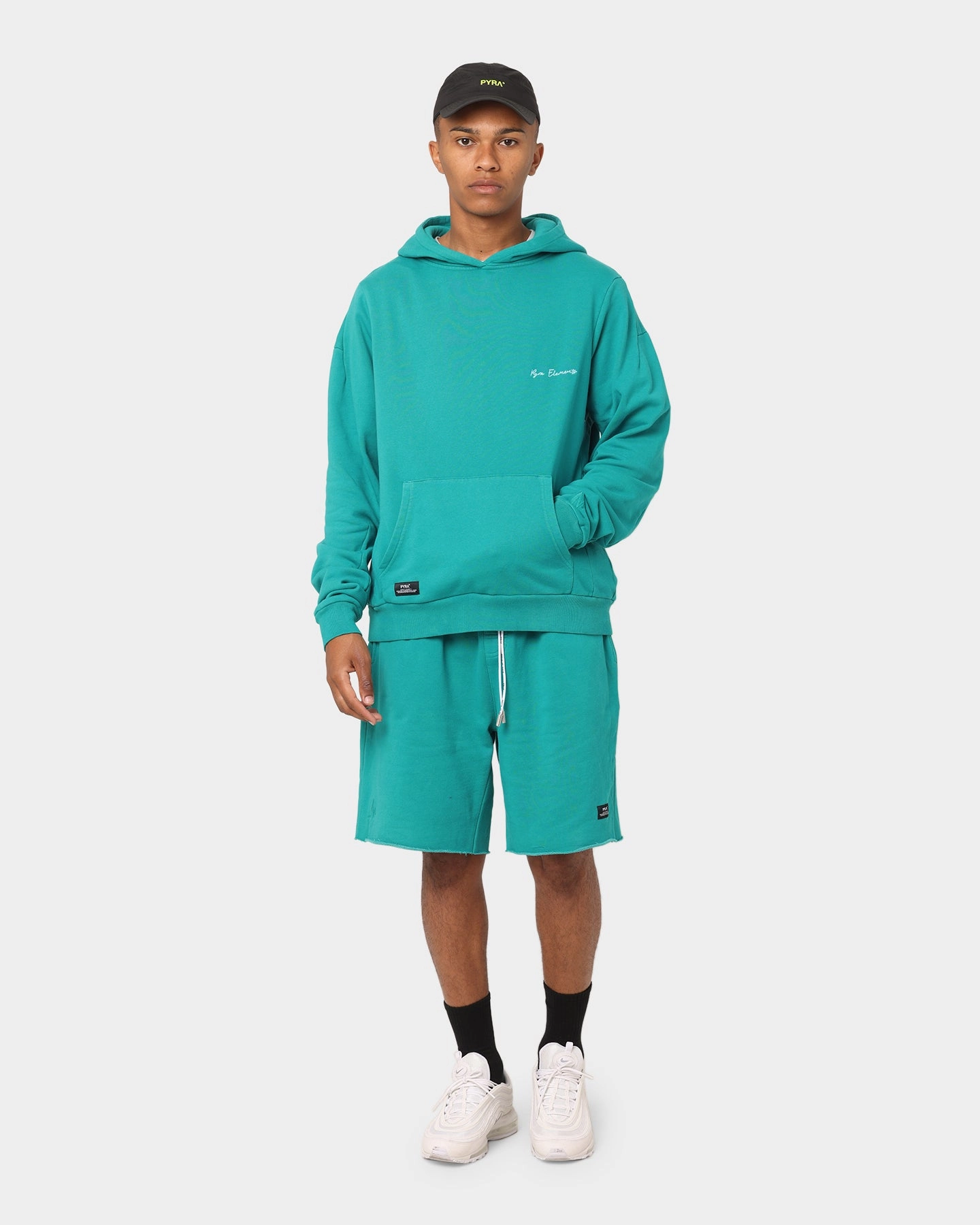 Luxury Feel finance industry PYRA Raw Slouch Shorts Teal