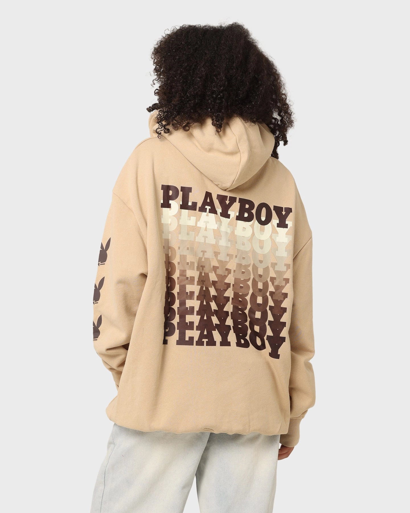 Stylish-design Machine washable Playboy Stack Blend Hoodie Tan