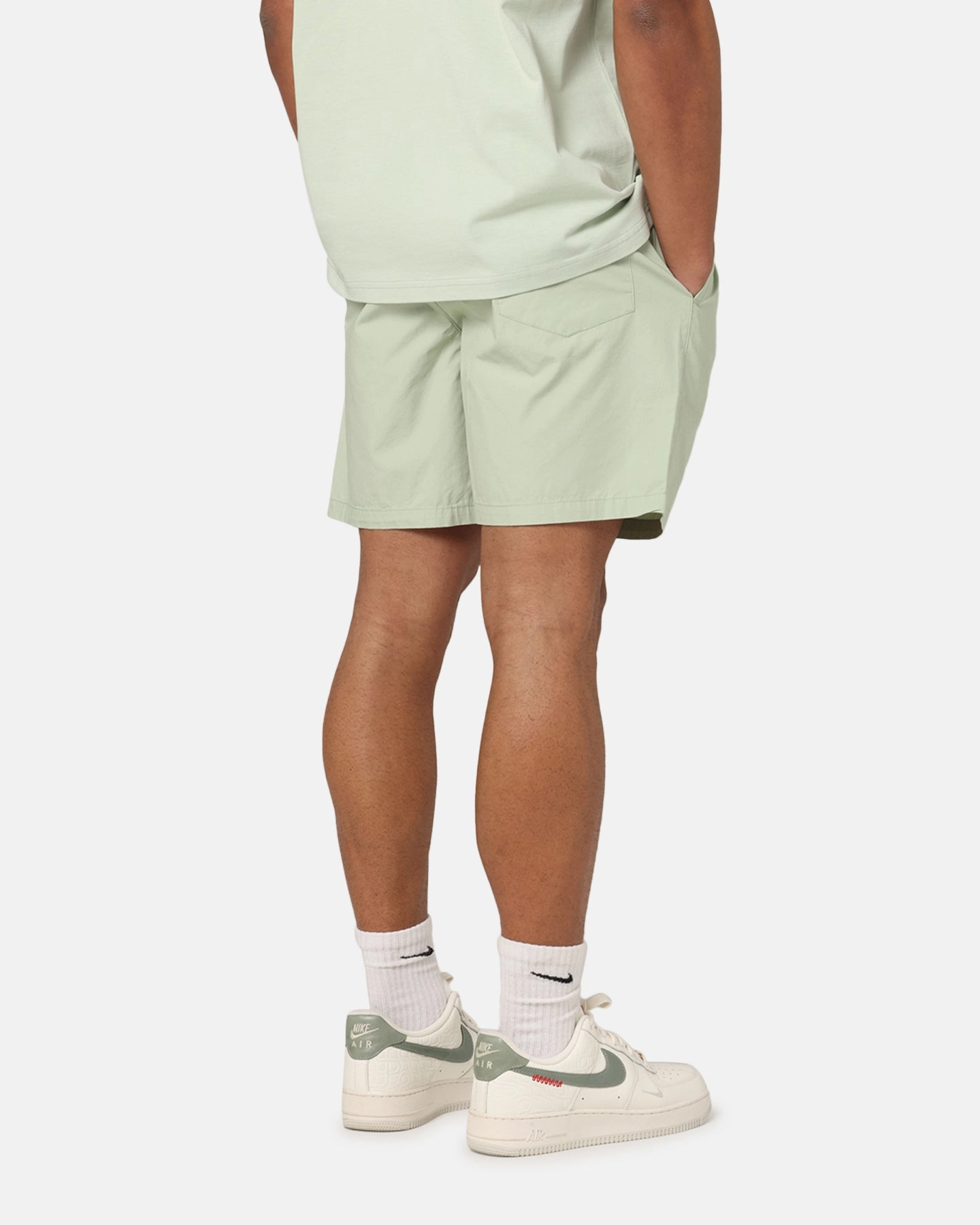 Street Style mesh ventilation Carre Rose Beach Shorts Sage