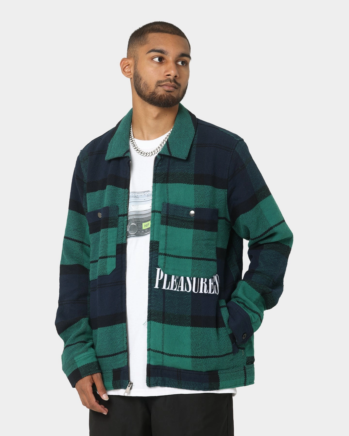 HUF X Pleasures Blackwatch Work Jacket Navy Modern Outdoor Gear