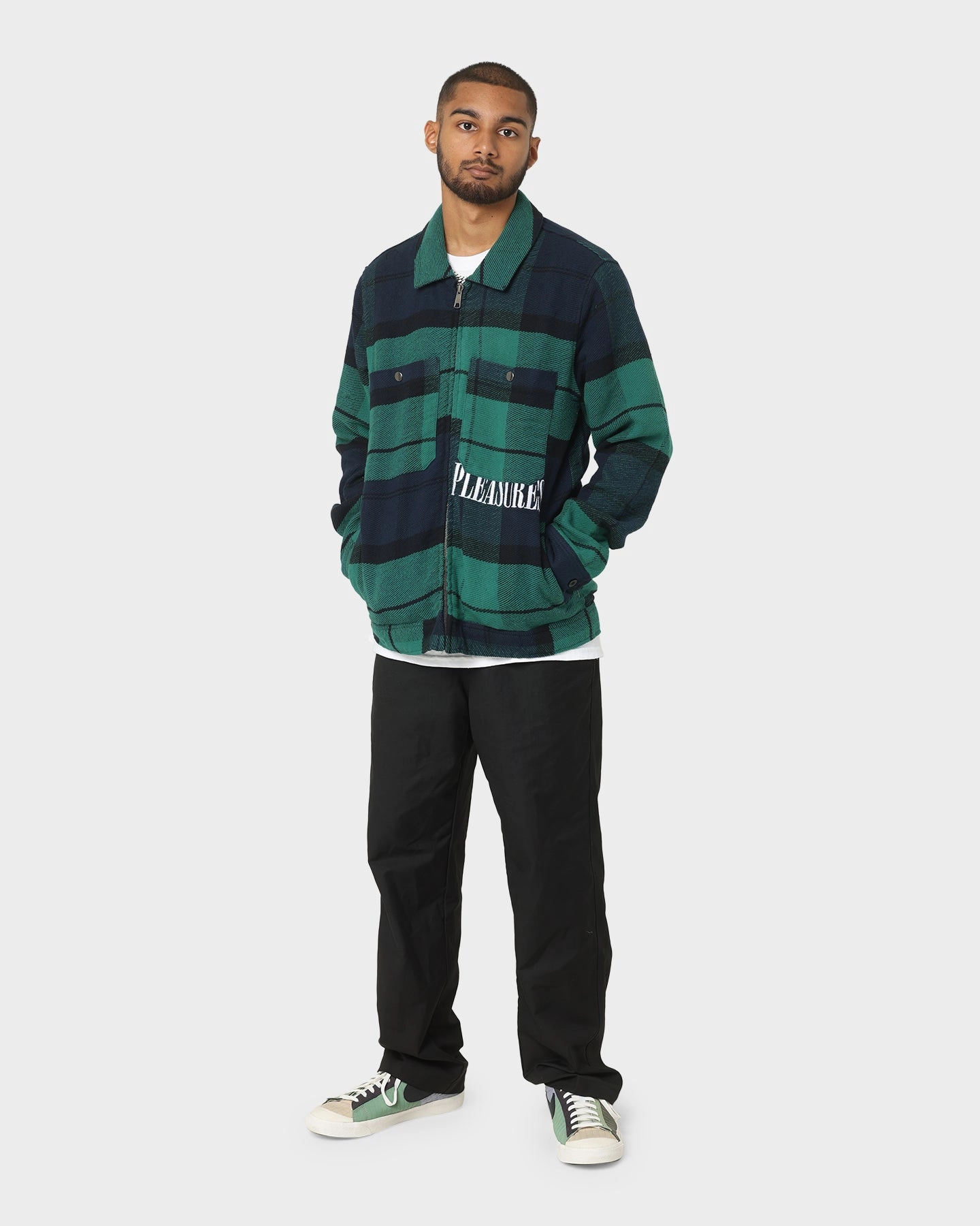 Soft Texture HUF X Pleasures Blackwatch Work Jacket Navy