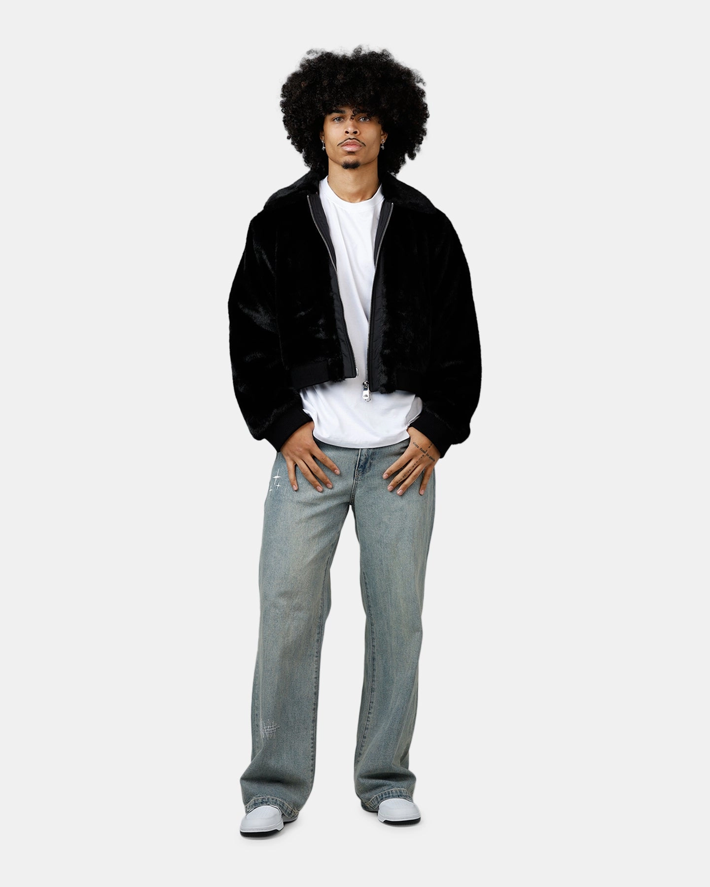 MNML Night Wolf Faux Jacket Black suitable for educational purposes Lightweight Fabric