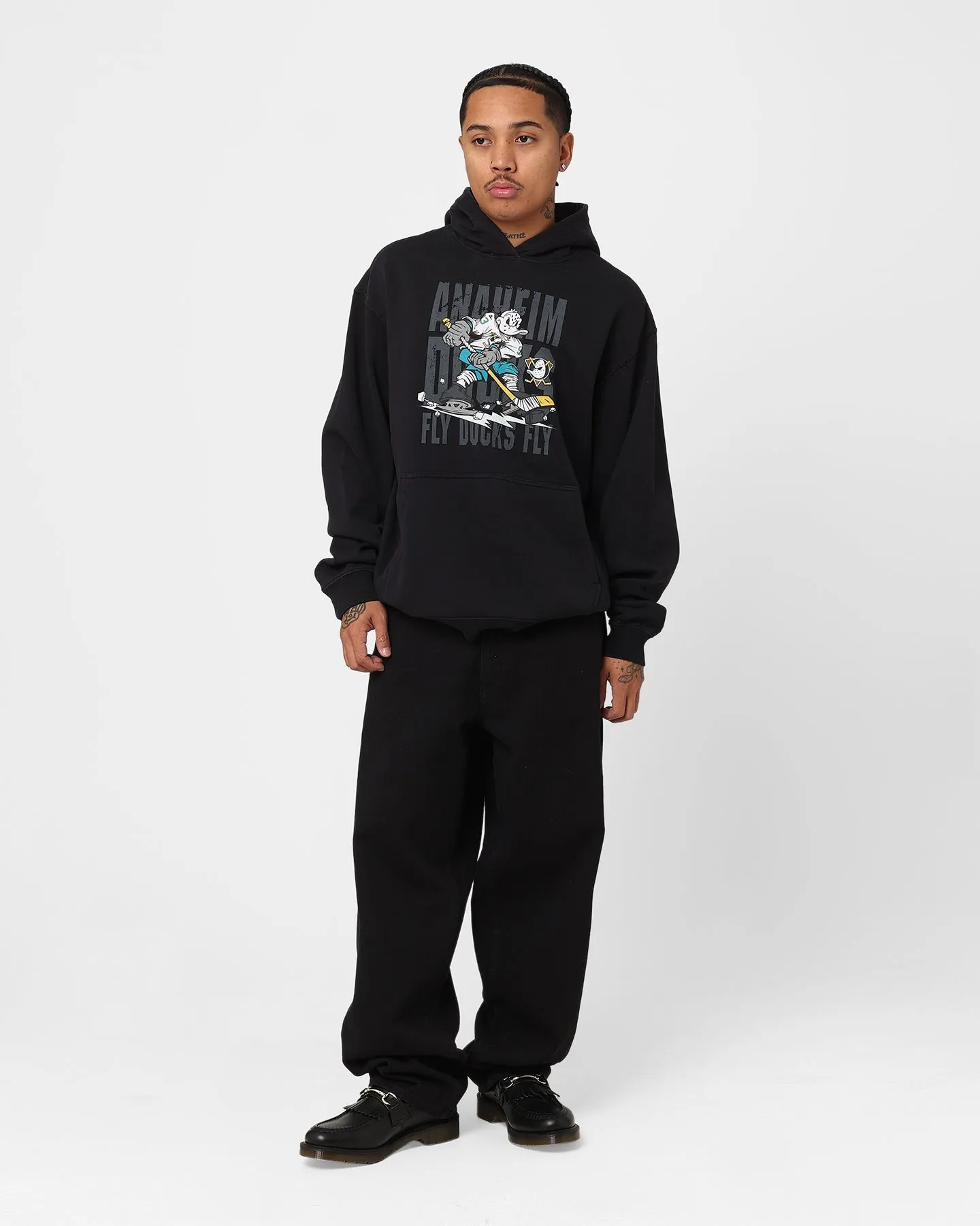 Reservation Majestic Athletic Anaheim Ducks Anniversary Graphic Hoodie Faded Black