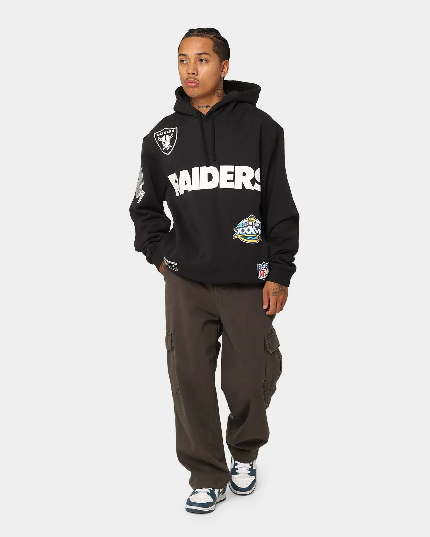 Majestic Athletic Las Vegas Raiders World Series Champs Graphic Hoodie Faded Black Upgrade Quilted Lining