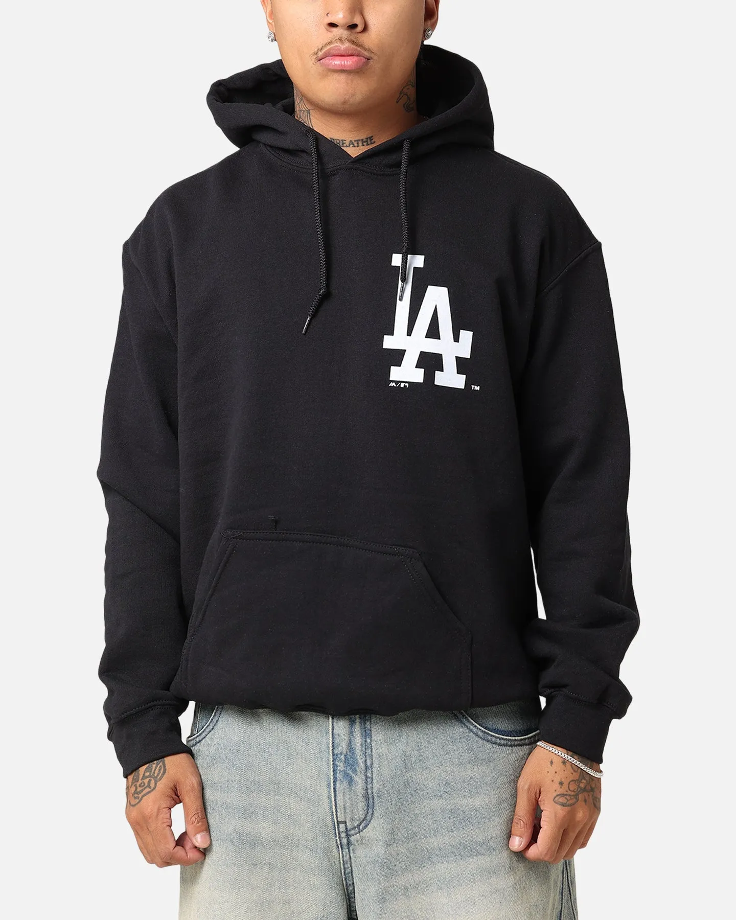 AdjustableHood Majestic Athletic Los Angeles Dodgers Arch Stack Hoodie Black