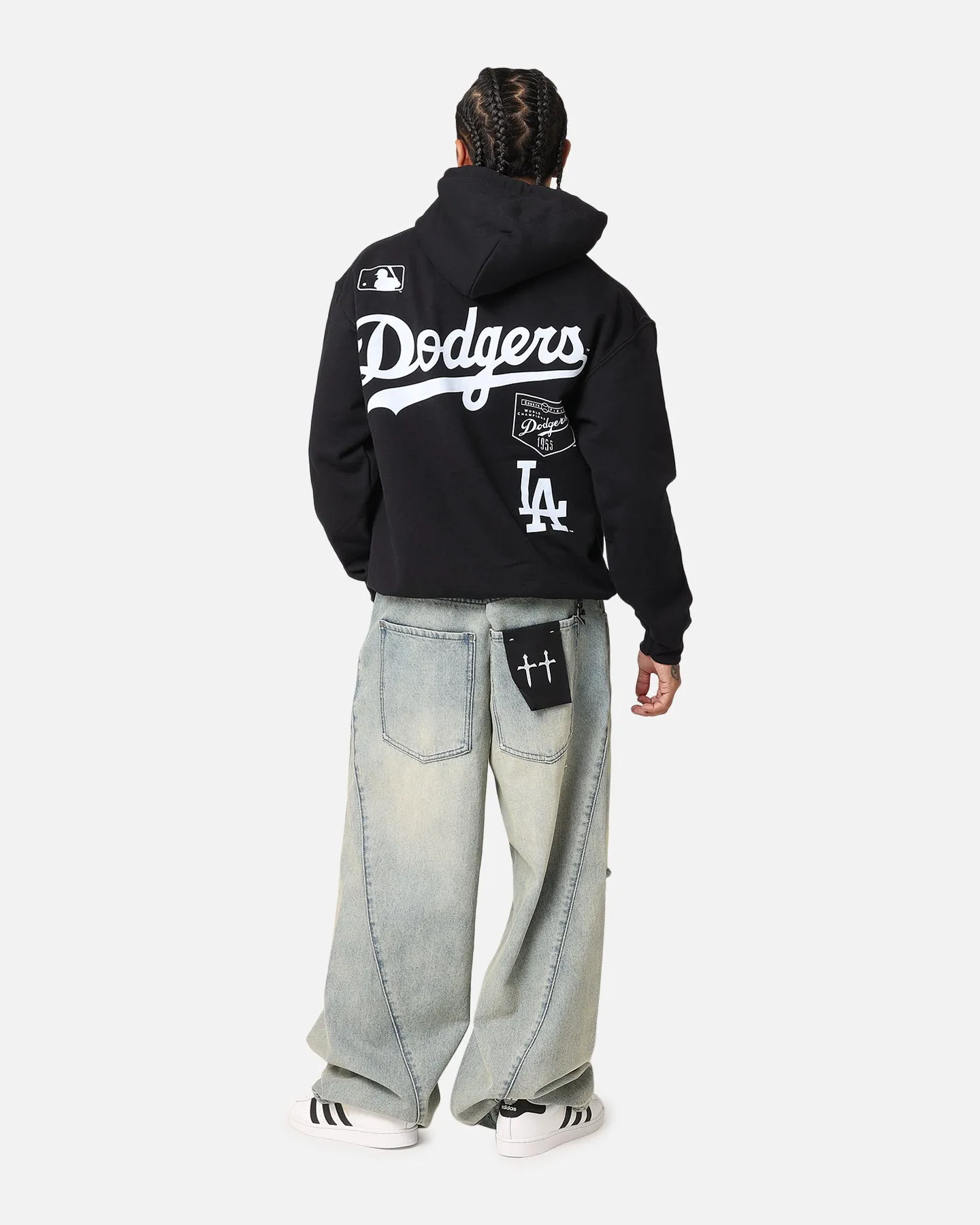 Non Chafing Edges Rugged Comfort Majestic Athletic Los Angeles Dodgers Arch Stack Hoodie Black