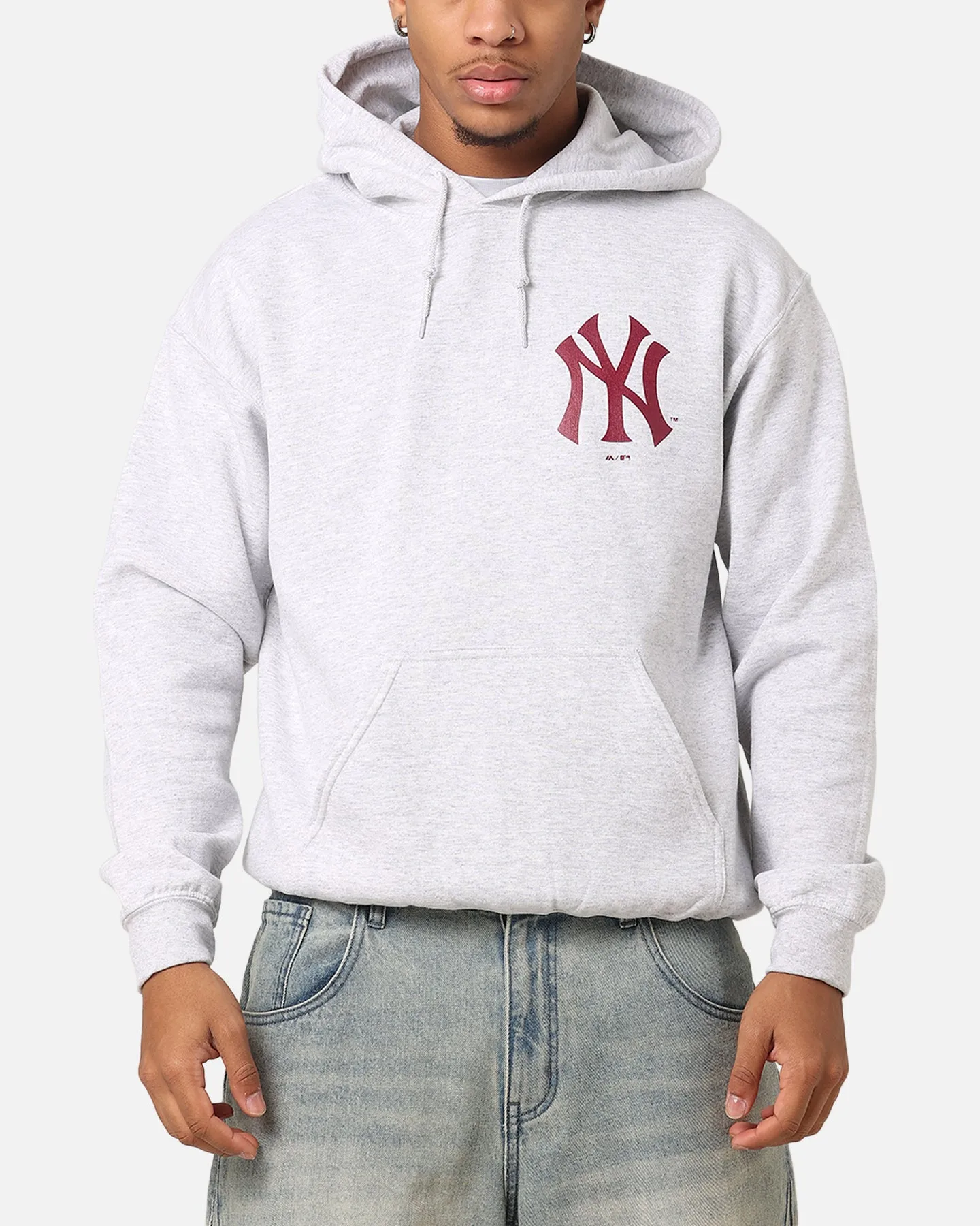 Water-Resistant Layer Durable Outer Layer Majestic Athletic New York Yankees Fulter Team Arch Hoodie Grey Marle