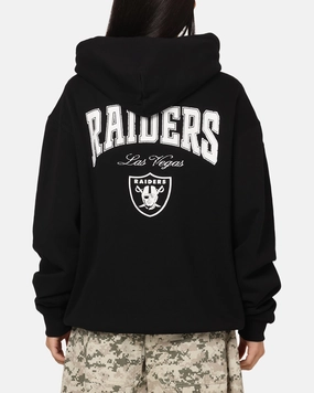 Majestic Athletic Las Vegas Raiders Champs Serial Mono Hoodie Black Layered Hood Design Denim Look
