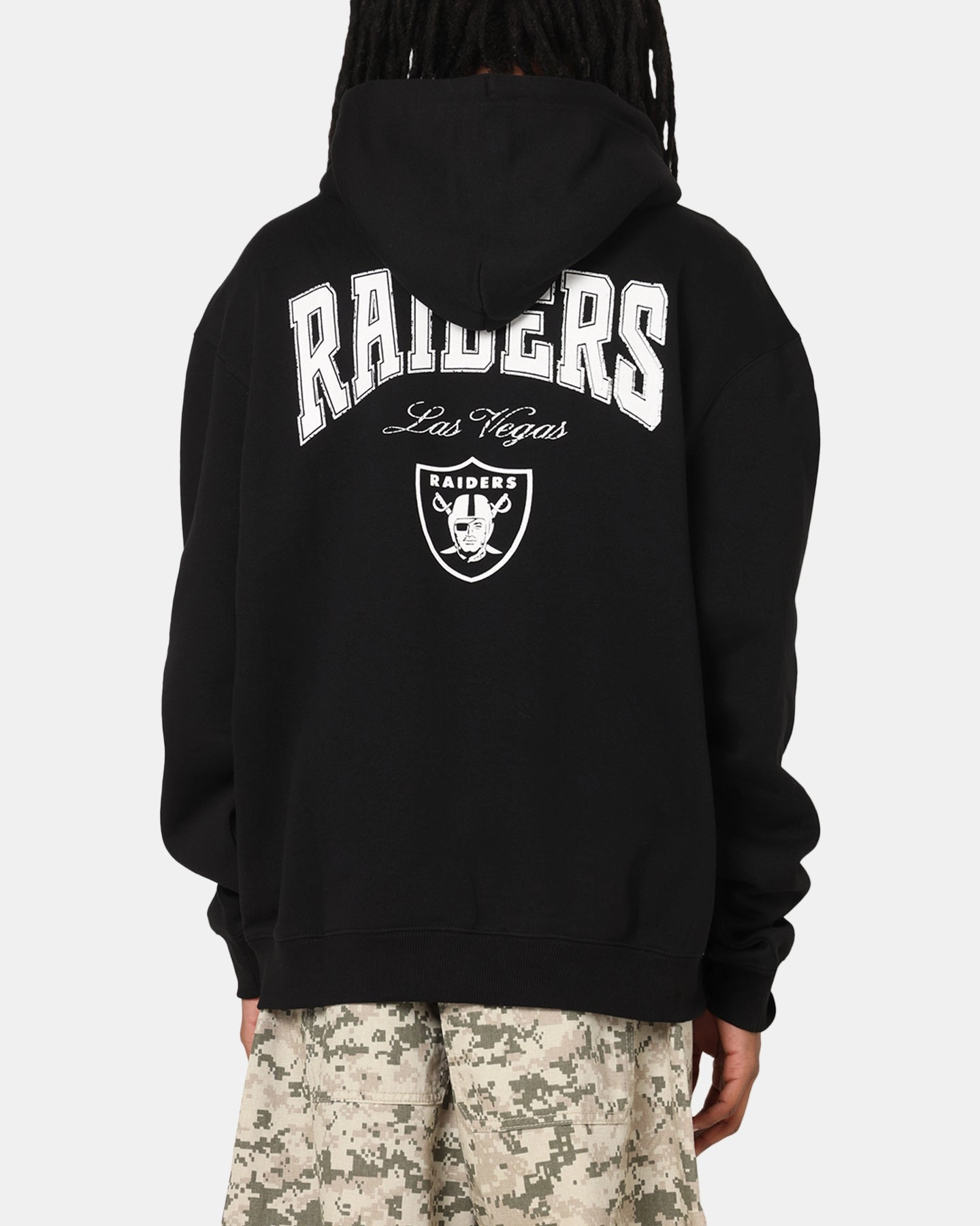 Majestic Athletic Las Vegas Raiders Champs Serial Mono Hoodie Black Lightweight Construction Urban Outfit