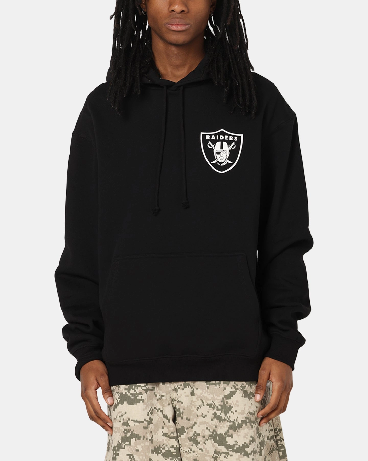 Majestic Athletic Las Vegas Raiders Champs Serial Mono Hoodie Black Four Way Stretch Material Functional Fashion