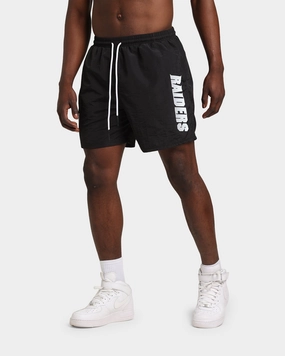 school clothing Majestic Athletic Las Vegas Raiders Chrome Font Beach Shorts Black