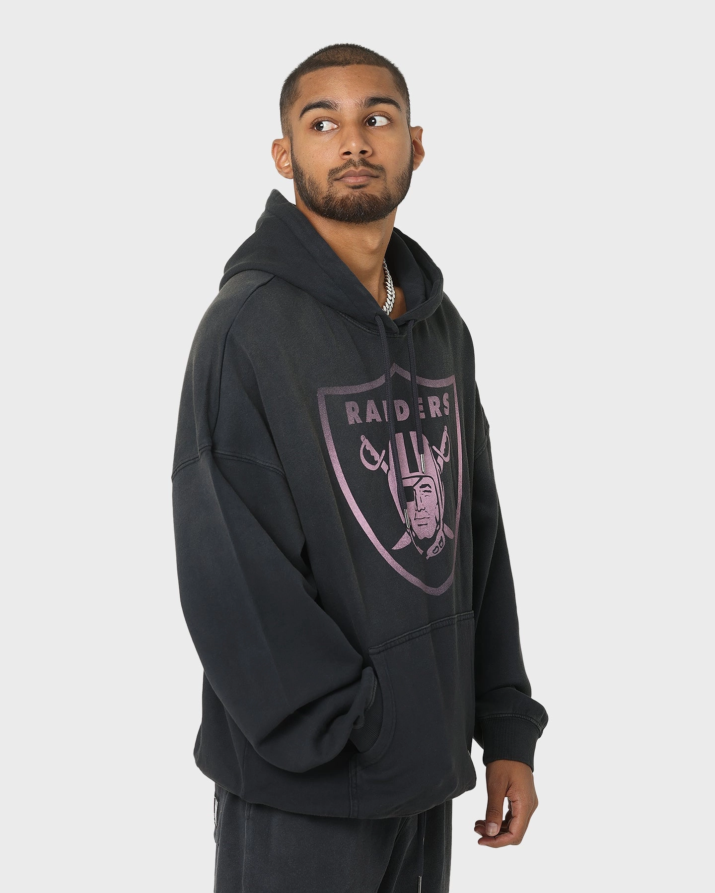 Majestic Athletic Las Vegas Raiders Solarised Contrast Hoodie Faded Black Style Statement