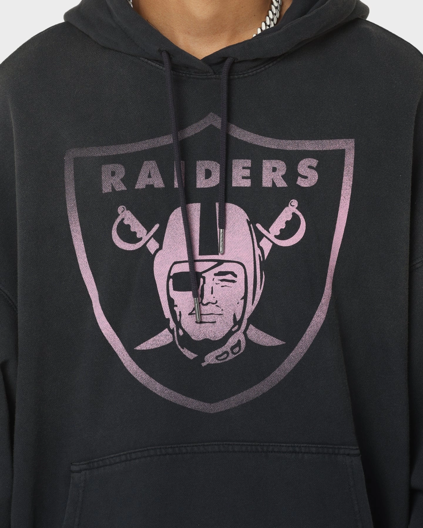 Majestic Athletic Las Vegas Raiders Solarised Contrast Hoodie Faded Black Hearing-aid Sleeveless
