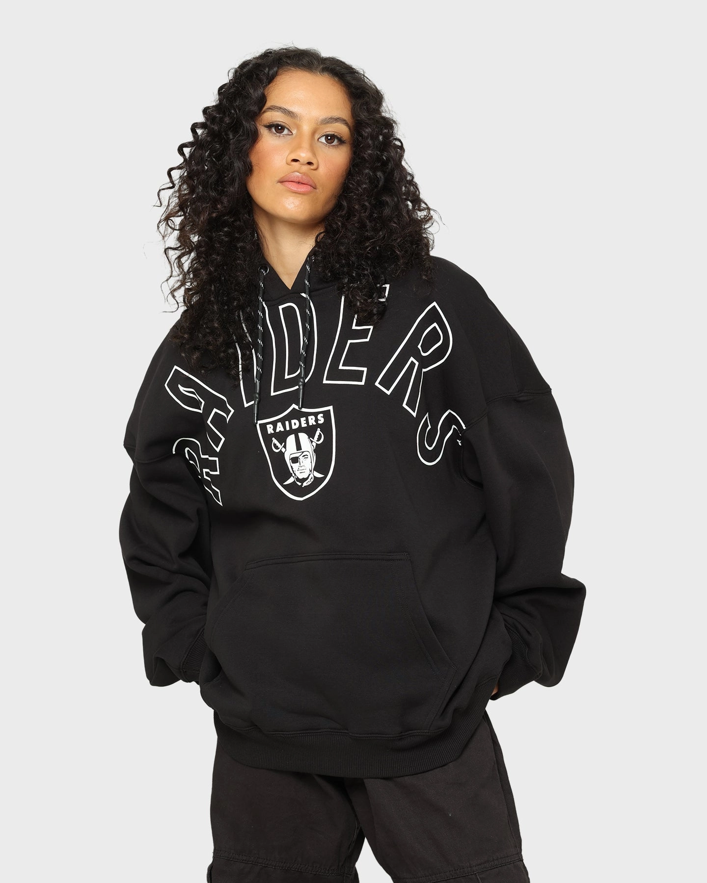 Majestic Athletic Las Vegas Raiders Tonals Oversized Hoodie Black Breathable Lining