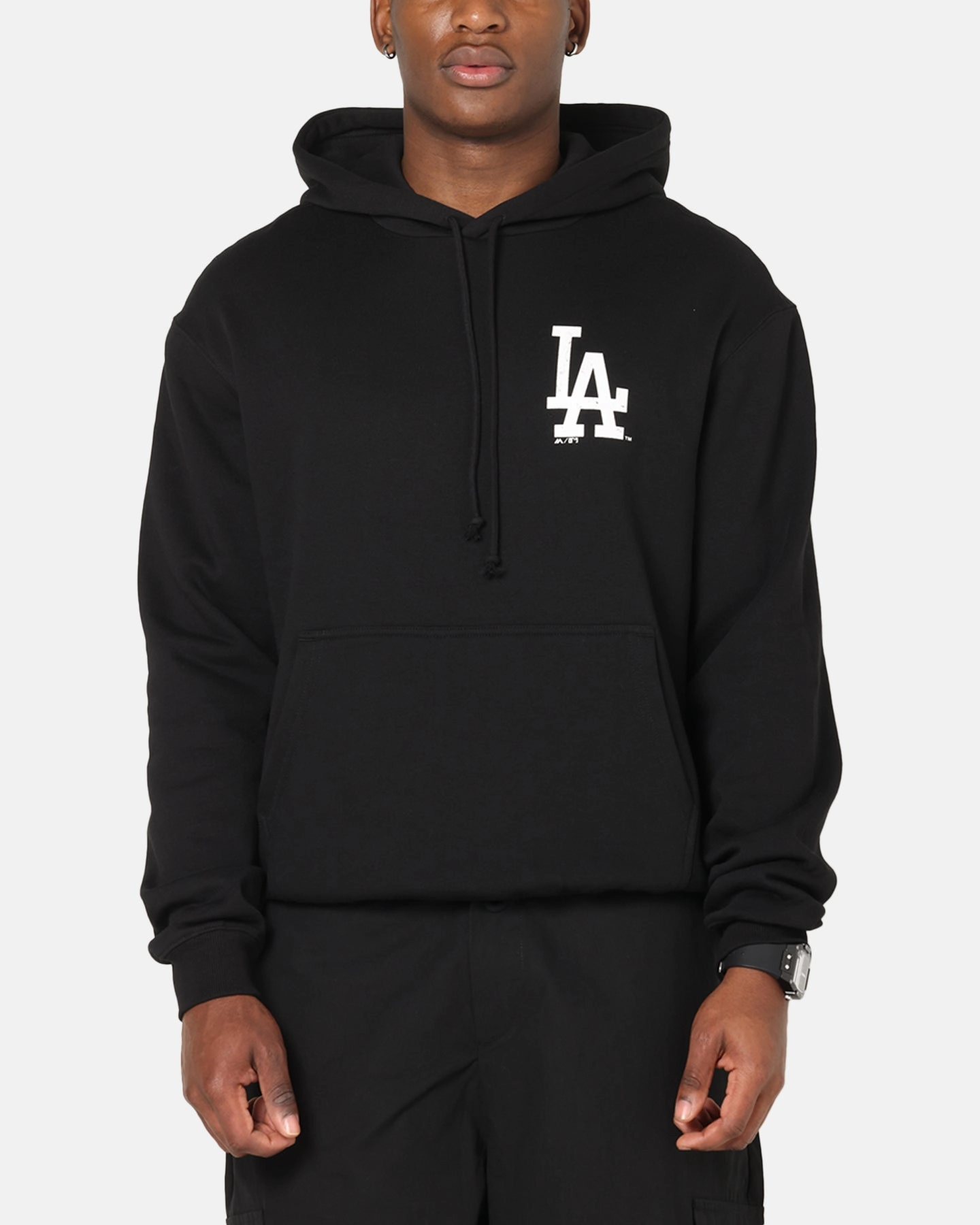 Majestic Athletic Los Angeles Dodgers Champs Serial Mono Hoodie Black Stretchable Network