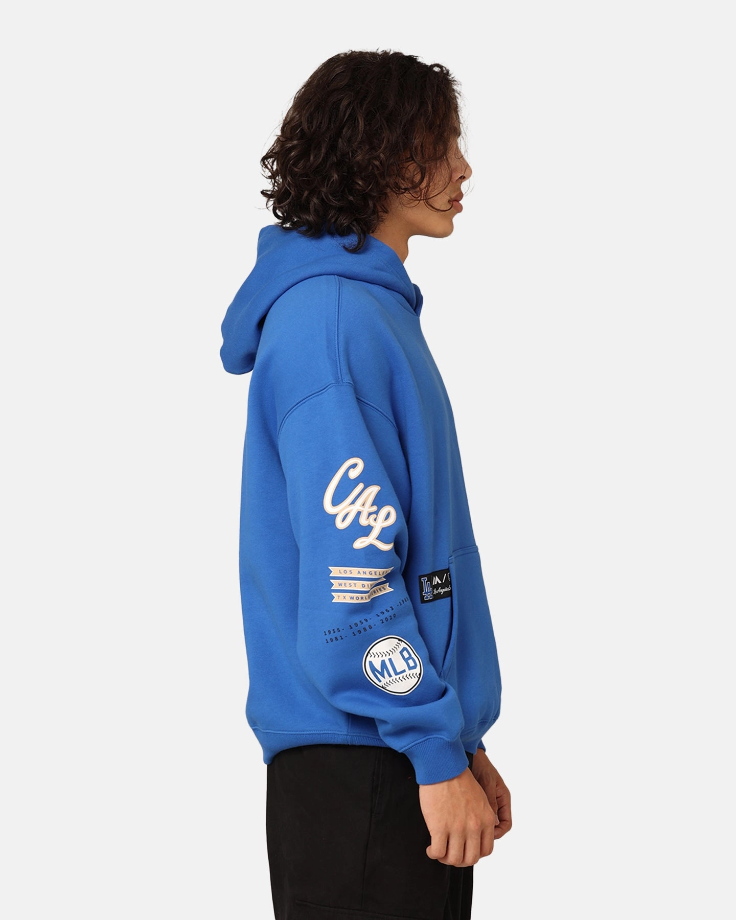 Majestic Athletic Los Angeles Dodgers City Appliqu?? Hoodie Olympic Blue Non Restrictive Collar Indoor