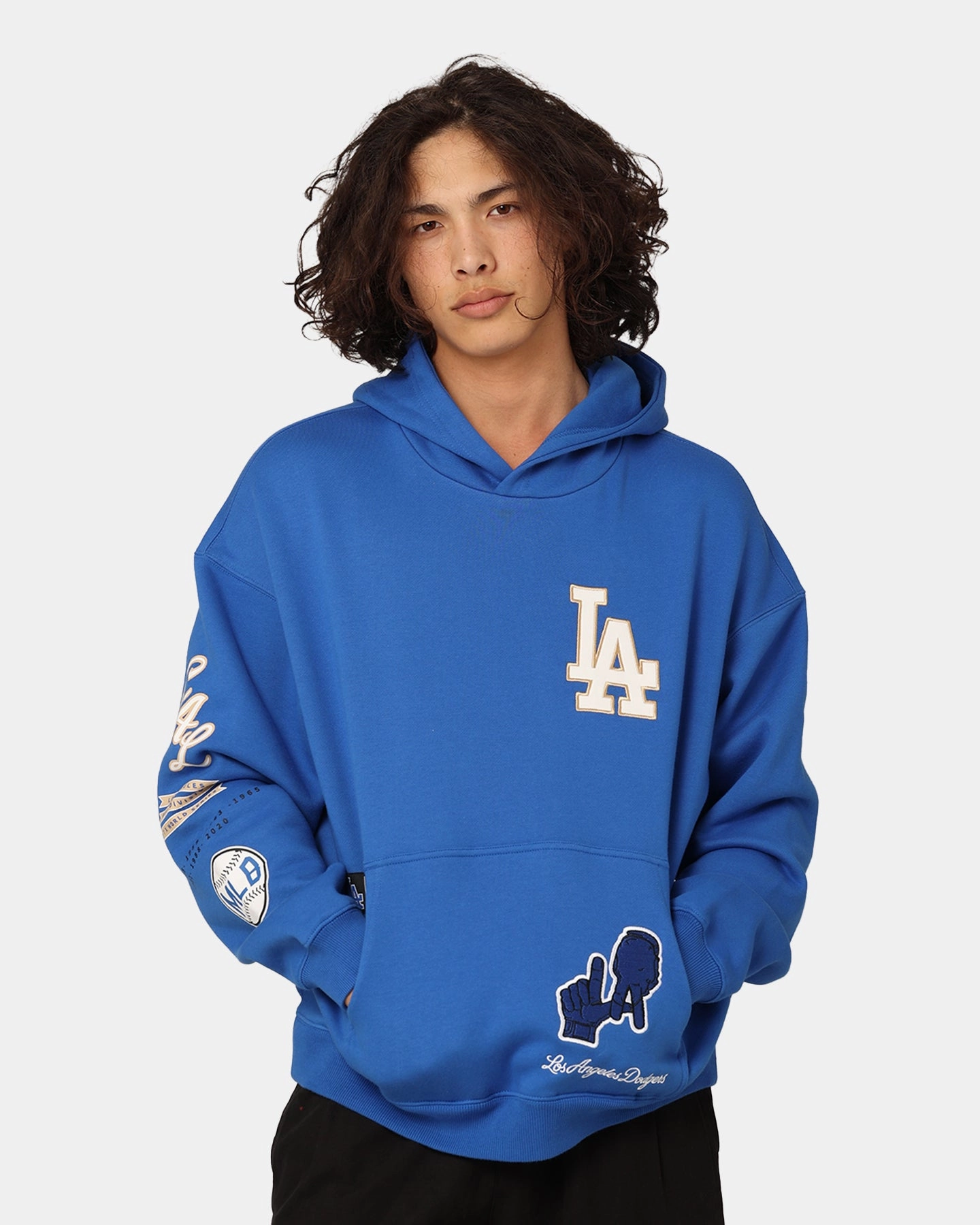 Majestic Athletic Los Angeles Dodgers City Appliqu?? Hoodie Olympic Blue Airport Lounge Anti Pilling Treatment