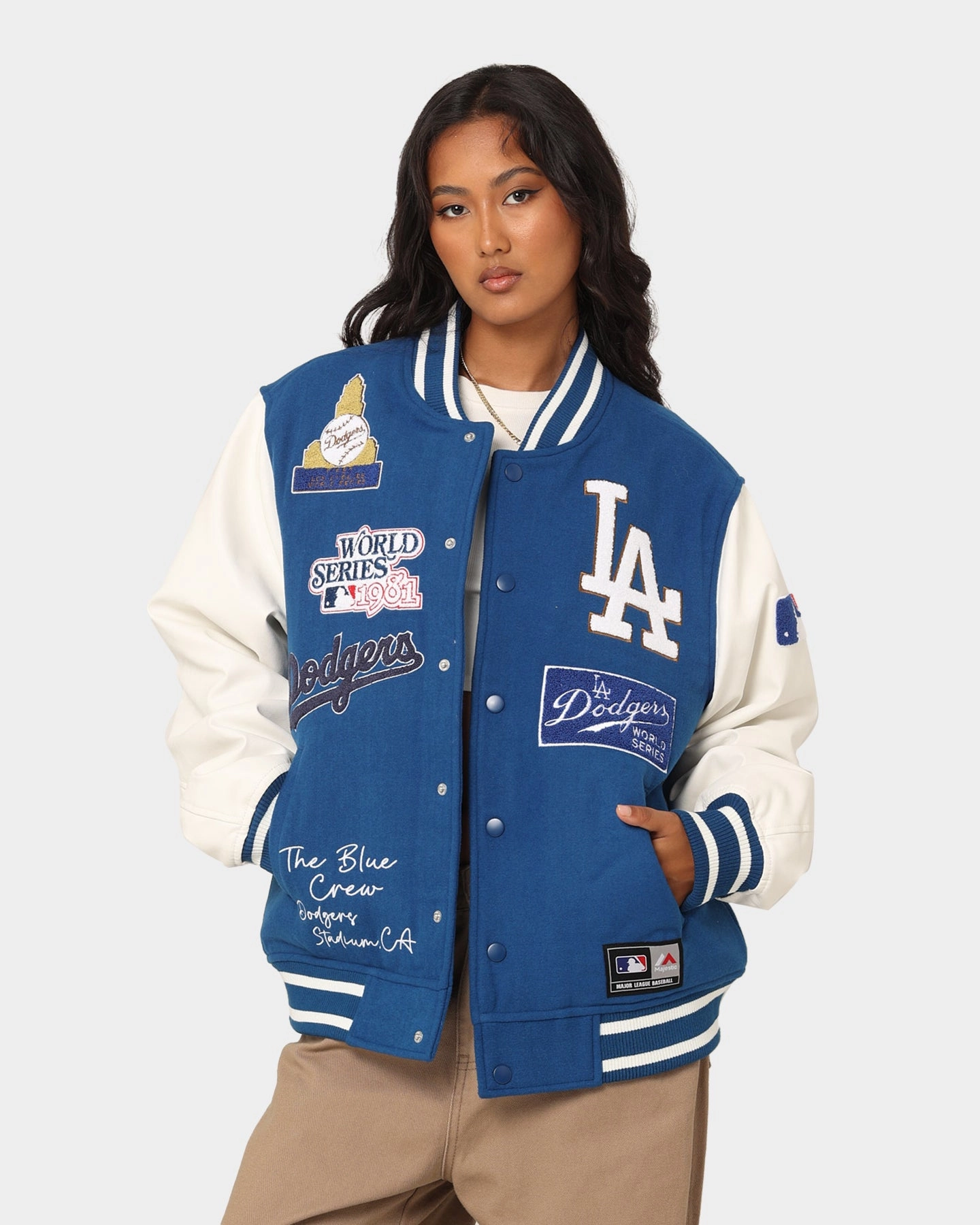 Majestic Athletic Los Angeles Dodgers Multi Hit Varsity Jacket Royal suitable for air sports