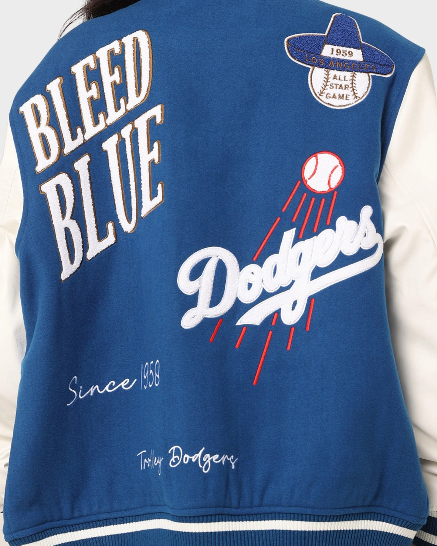 Majestic Athletic Los Angeles Dodgers Multi Hit Varsity Jacket Royal Relax Ventilated Back Panel