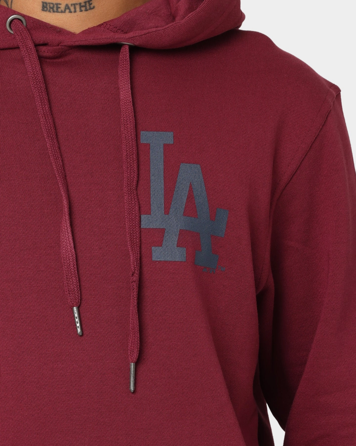 Performance Optimized Fit muted shades Majestic Athletic Los Angeles Dodgers The Duke Hoodie Windsor Wine