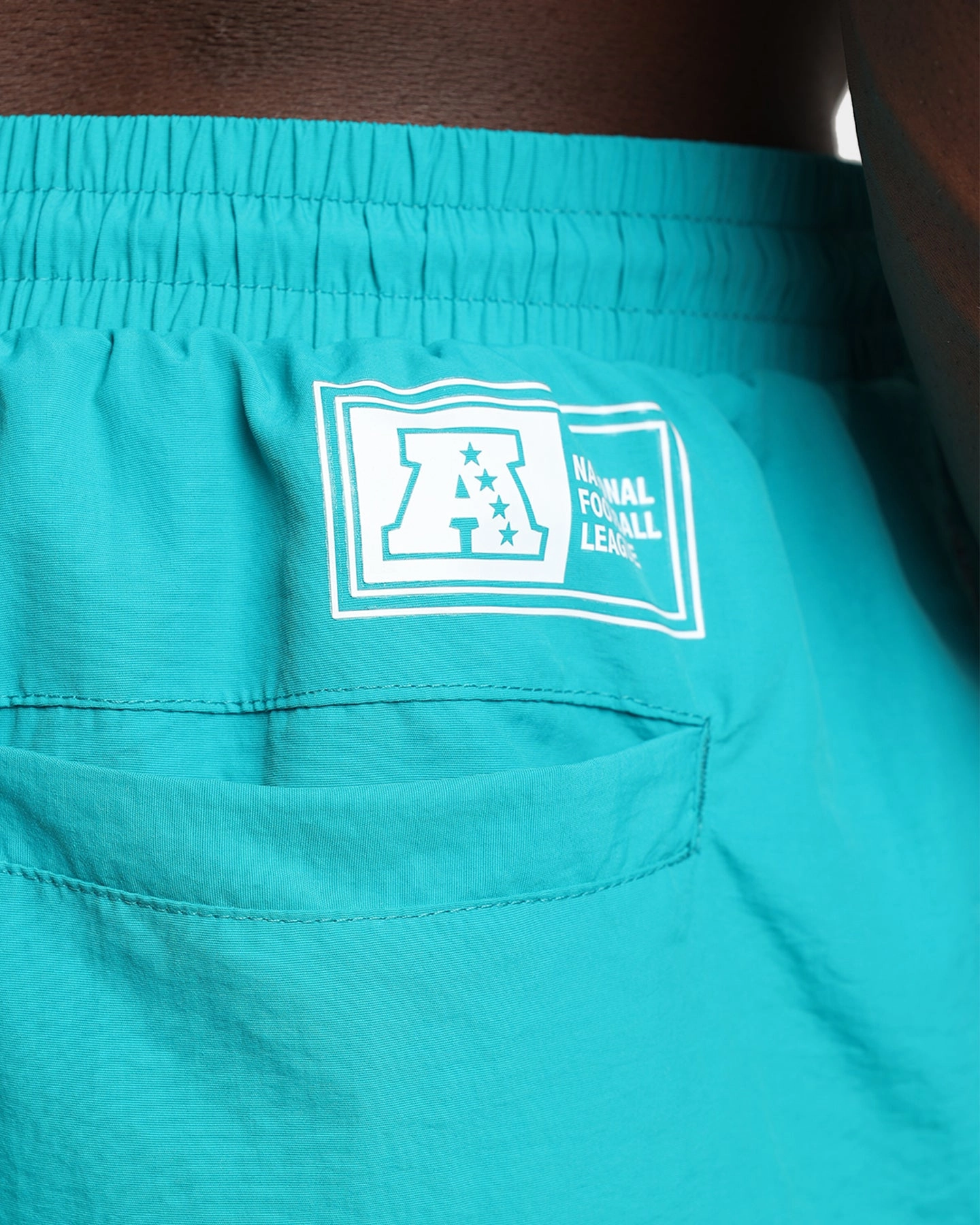 Majestic Athletic Miami Dolphins Chrome Font Beach Shorts Teal Pastel Colors