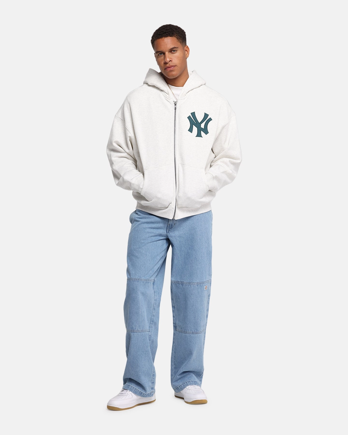 Majestic Athletic New York Yankees Arch FZ Boxy Hoodie White Marle Date night