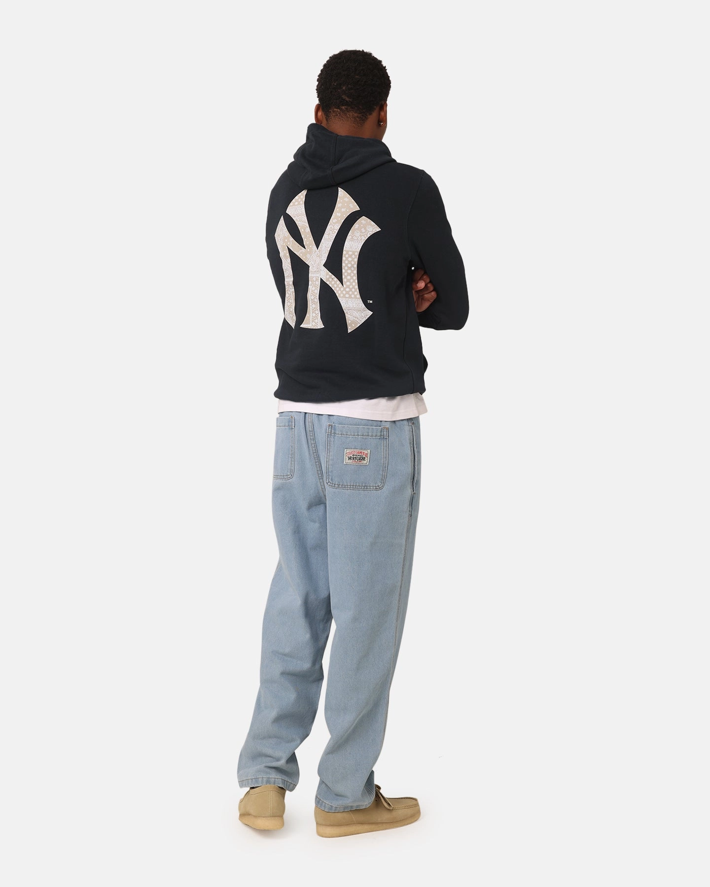 Task Majestic Athletic New York Yankees Bandana Paisley Duke Hoodie True Navy