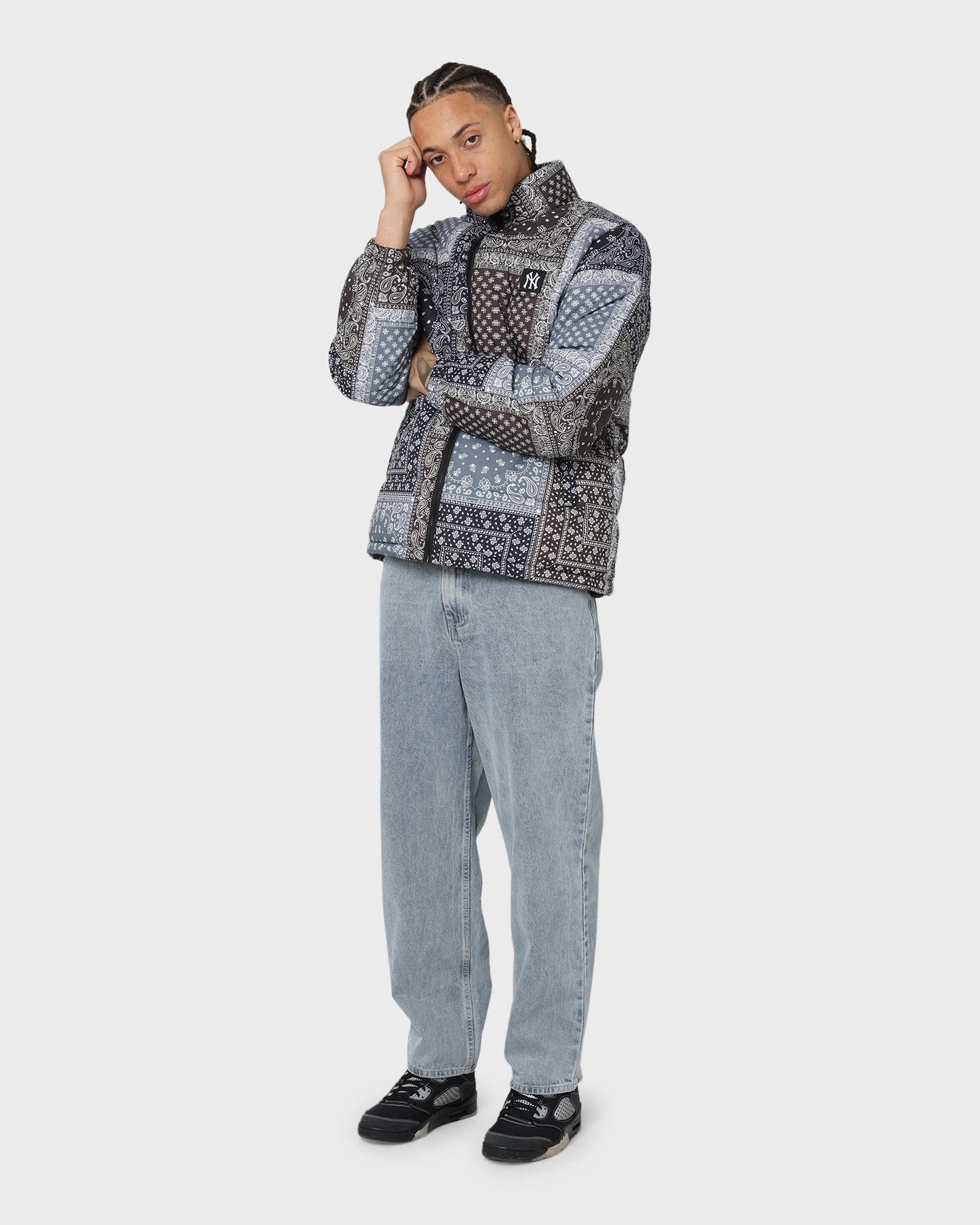 festival - goers Recommend Majestic Athletic New York Yankees Bandana Paisley Jacket Tonal Aop Paisley