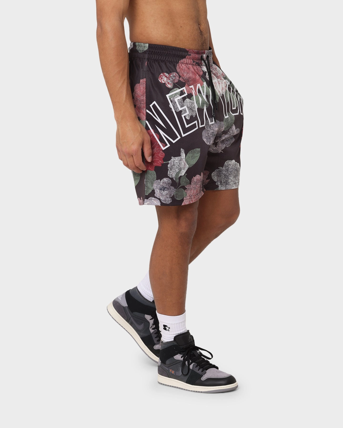 Compression Lining QuickAdjustStraps Majestic Athletic New York Yankees Digi Floral Camo Shorts Faded Black