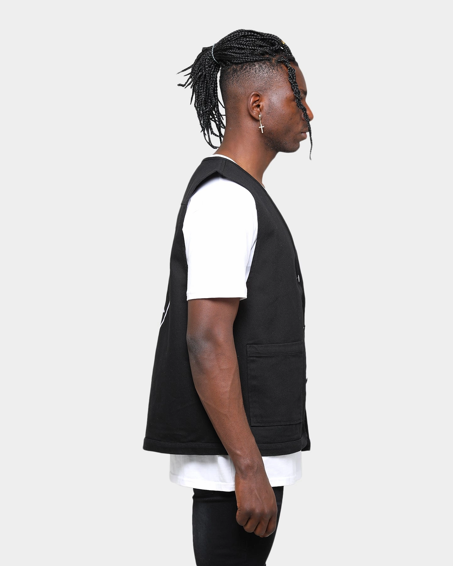 Majestic Athletic Raiders Denim Vest Black Approve Reinforced Shoulders